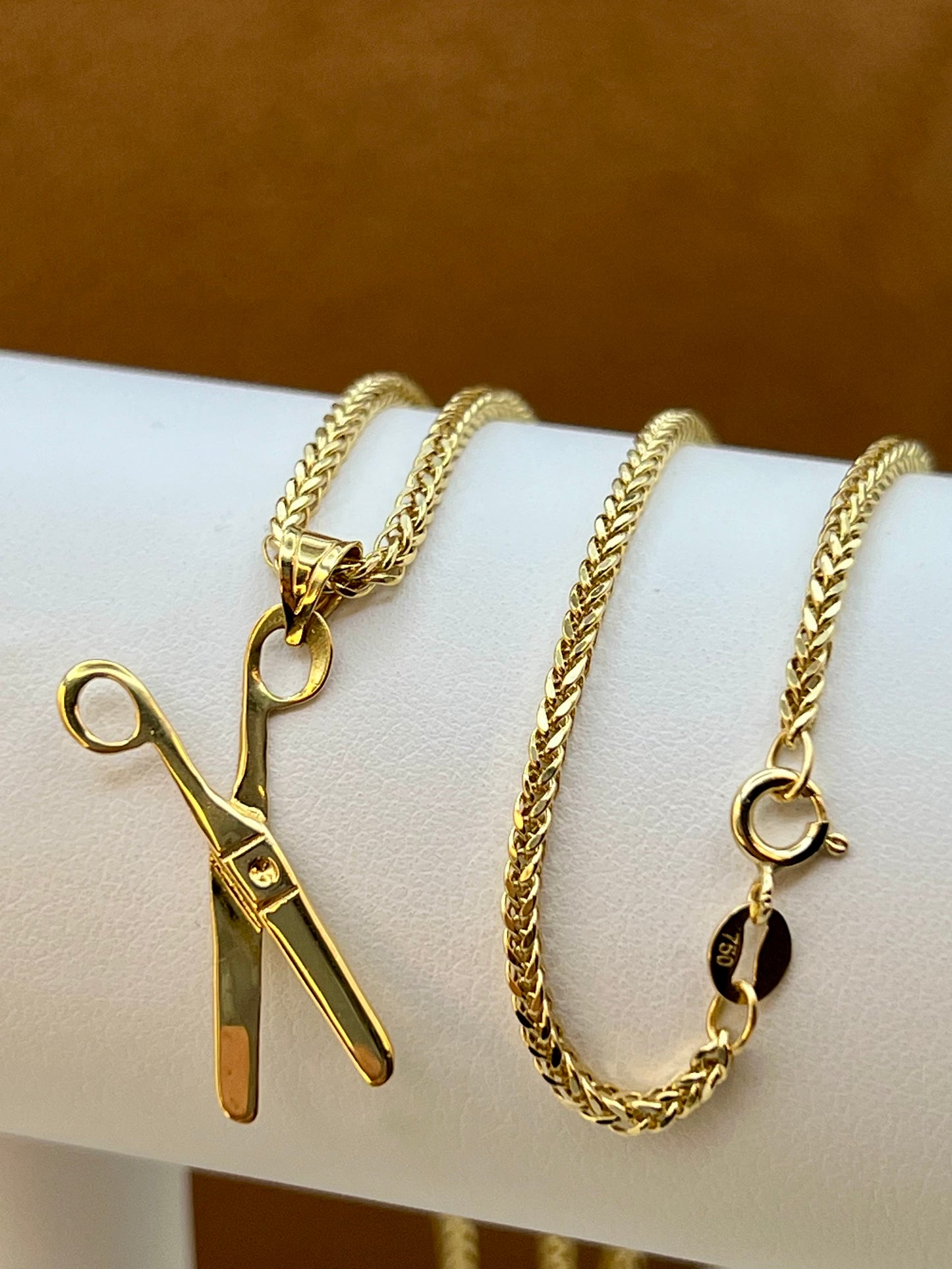 Collier ciseaux en or massif 18 carats de 19,5 pouces, cadeau parfait pour votre coiffeur