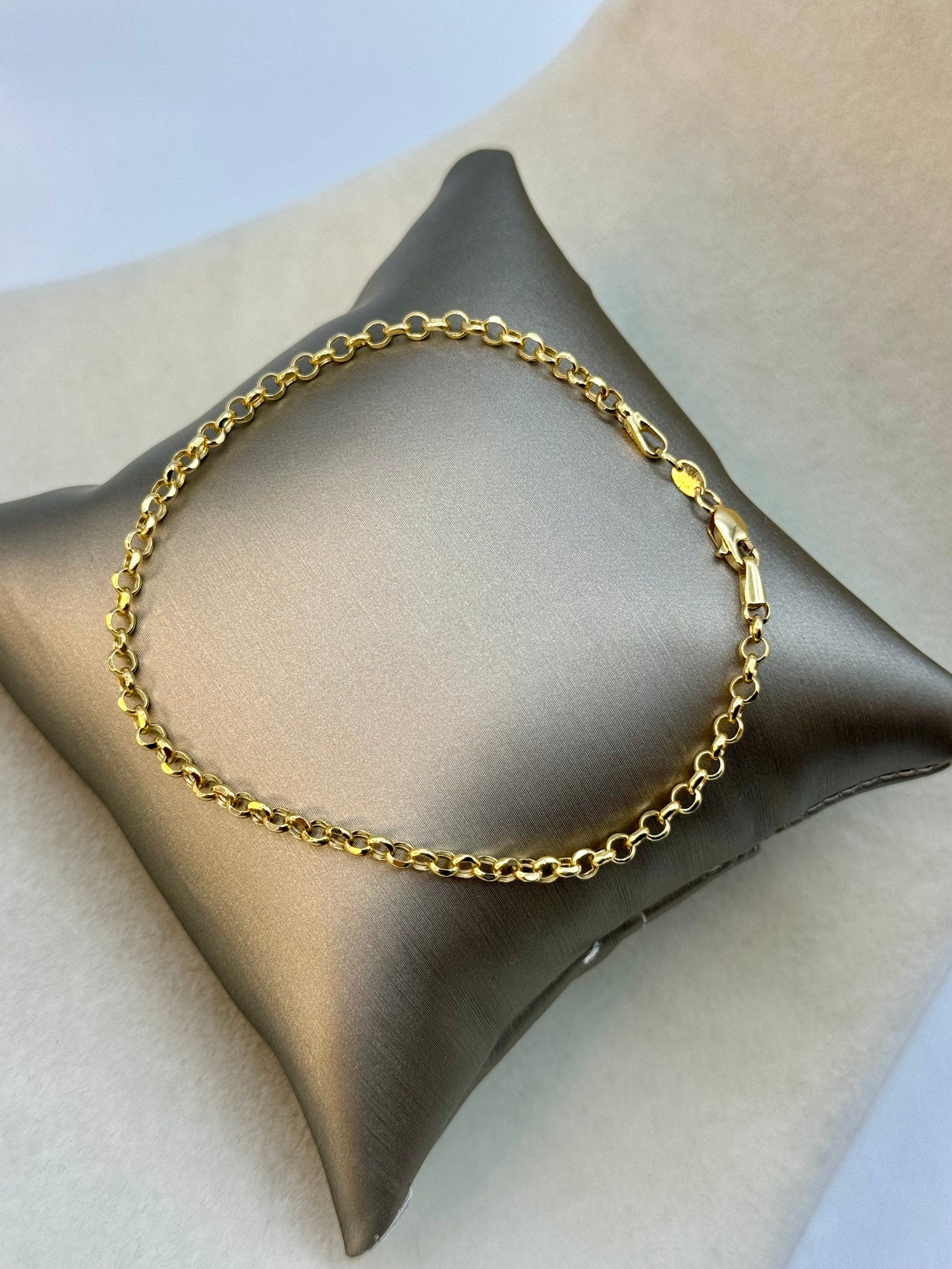 18k Solid Gold Rolo Bracelet ,3mm,7.5",18k Gold rolo Necklace ,For Her ,For Him ,Birthday Gift ,Anniversary Gift ,Christmas Gift.