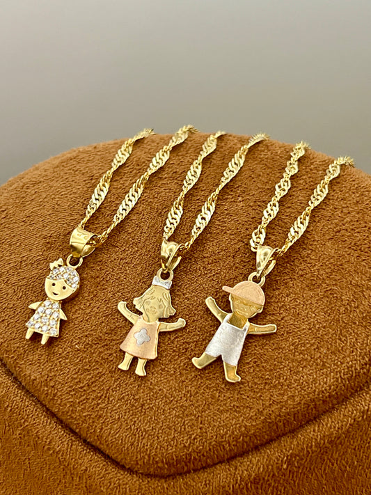 14k Gold boy or girl Necklace, 20"