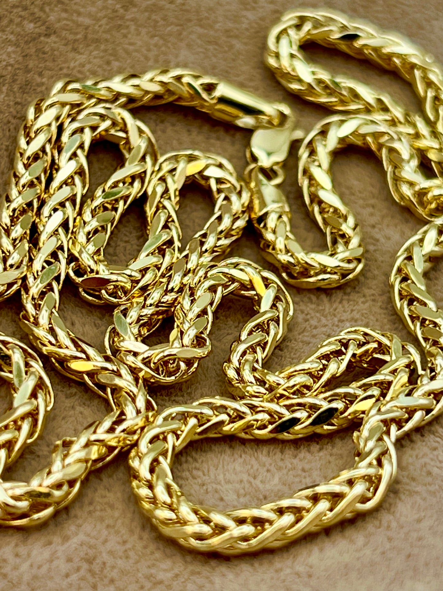 18K Gold Foxtail Chain Necklace, 4mm & 3mm | Franco Foxtail Design | Perfect Christmas & Birthday Gift for Him & Her - Finegold750