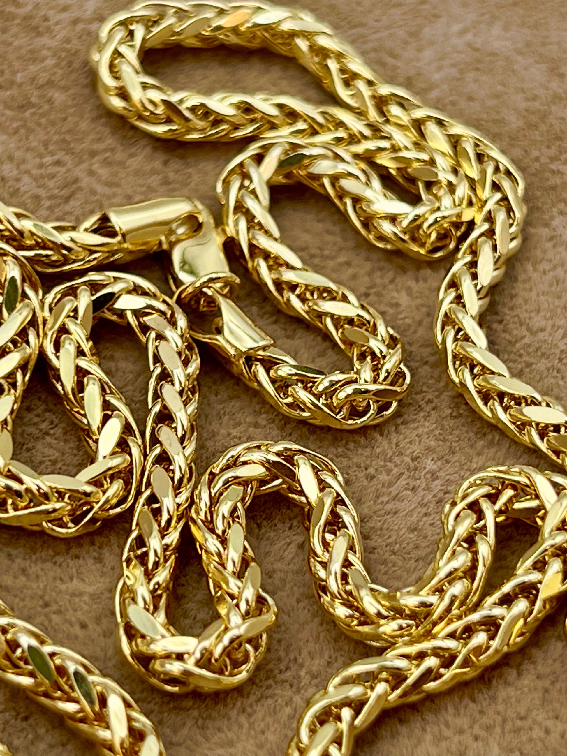 18K Gold Foxtail Chain Necklace, 4mm & 3mm | Franco Foxtail Design | Perfect Christmas & Birthday Gift for Him & Her - Finegold750