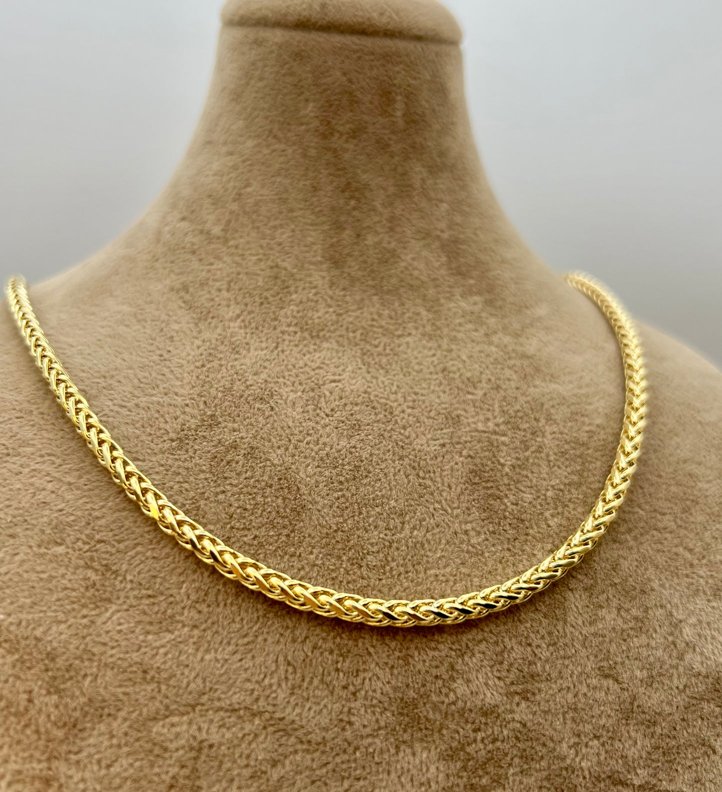 18K Gold Foxtail Chain Necklace, 4mm & 3mm | Franco Foxtail Design | Perfect Christmas & Birthday Gift for Him & Her - Finegold750