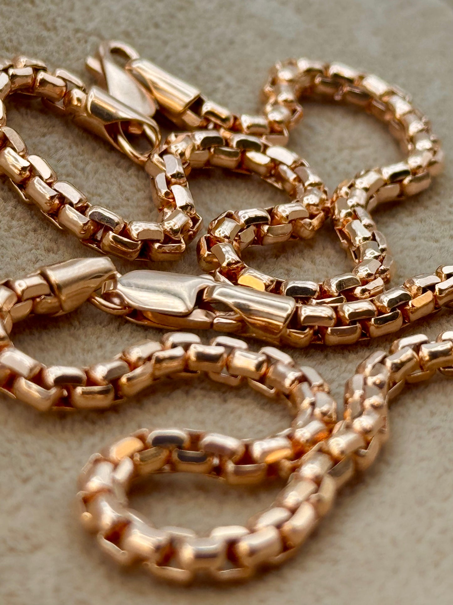 14K Rose Gold Box Bracelet – 8" Length, 3.5mm Thick - Finegold750