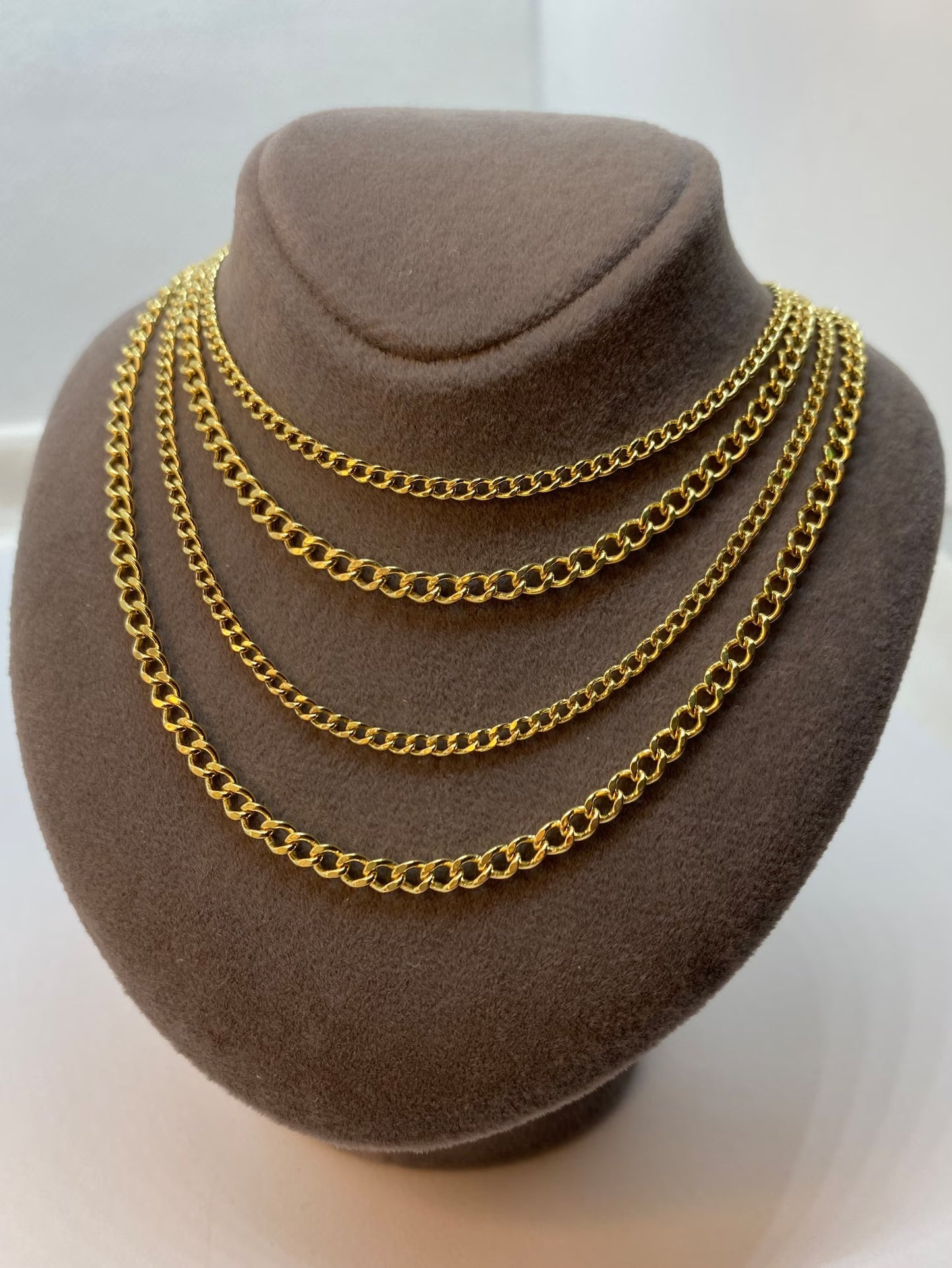 18K Gold Curb Chain Necklace 3.20MM and 2.2MM, 18k Real Gold Curb Chain, For Her, For Him, Birthday gift.