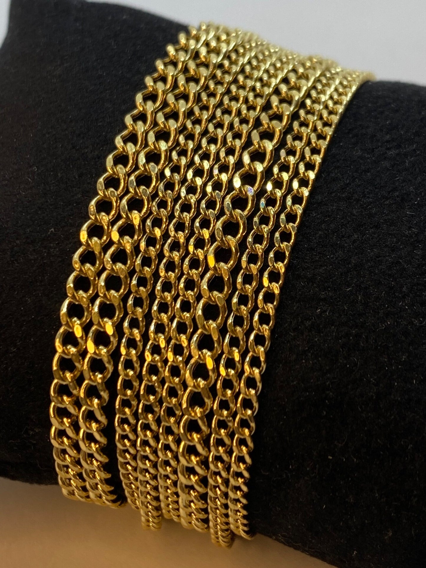 18K Gold Curb Chain Necklace 3.20MM and 2.2MM, 18k Real Gold Curb Chain, For Her, For Him, Birthday gift.