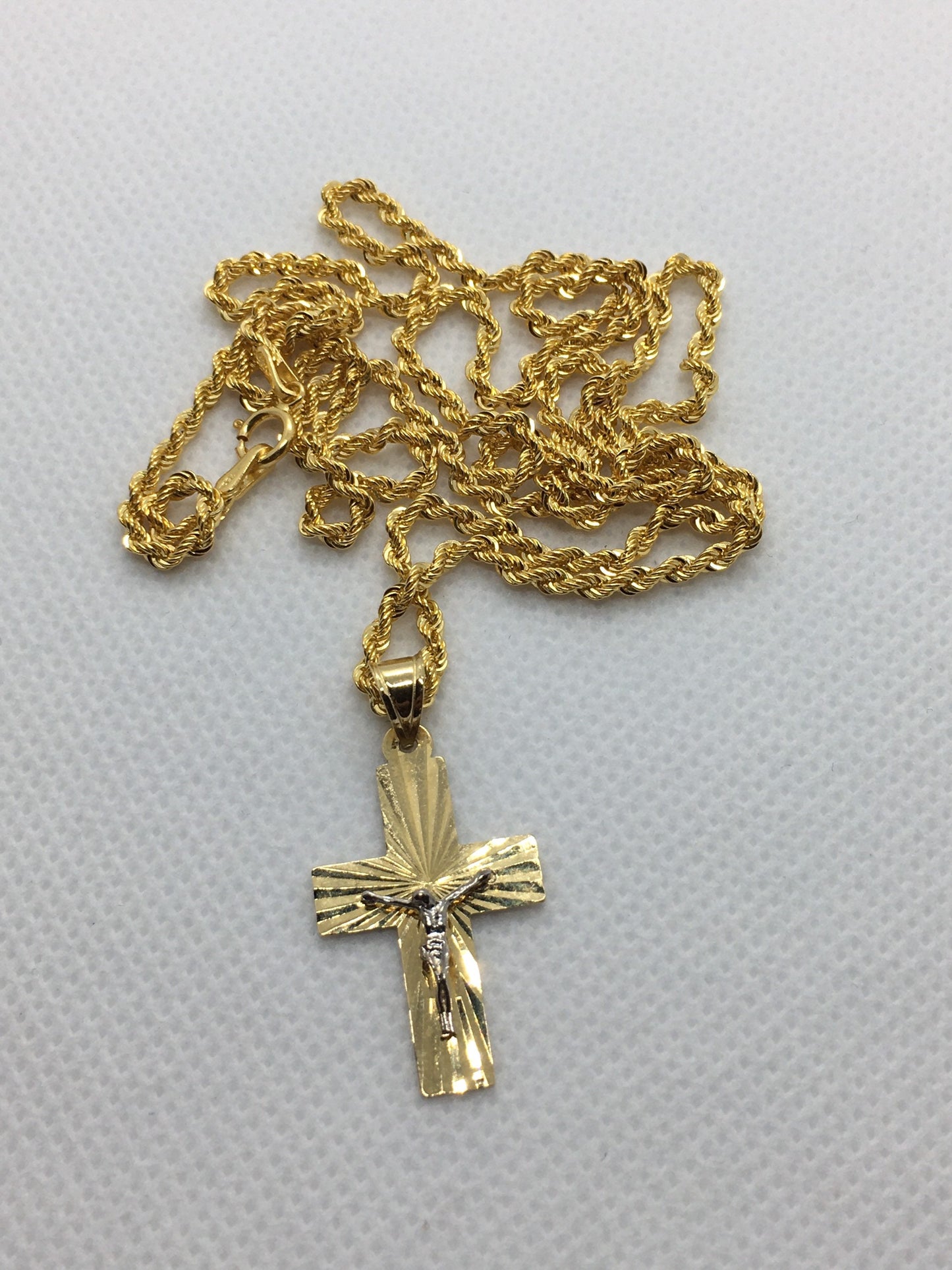 18k Gold cross necklace 19.5 inches, 2mm, Diamond cu, for her, for him, Gift .