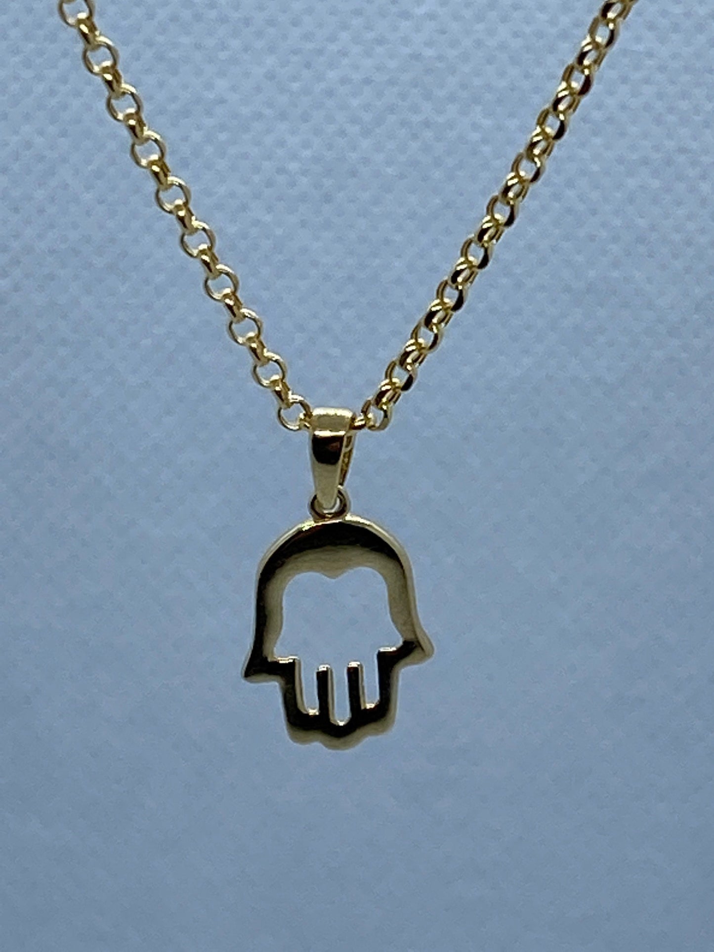 18k solid Gold Fatima hand necklace (Hamsa) 19.5 inches