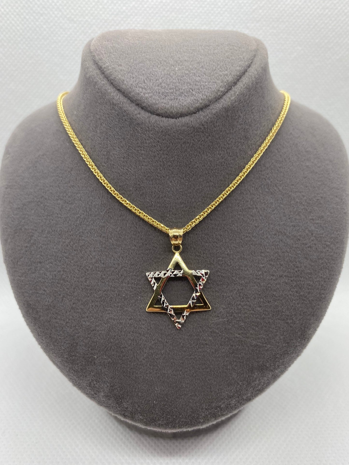 14k solid Gold Magen David Diamond cut 21.5 inches 1.5 mm