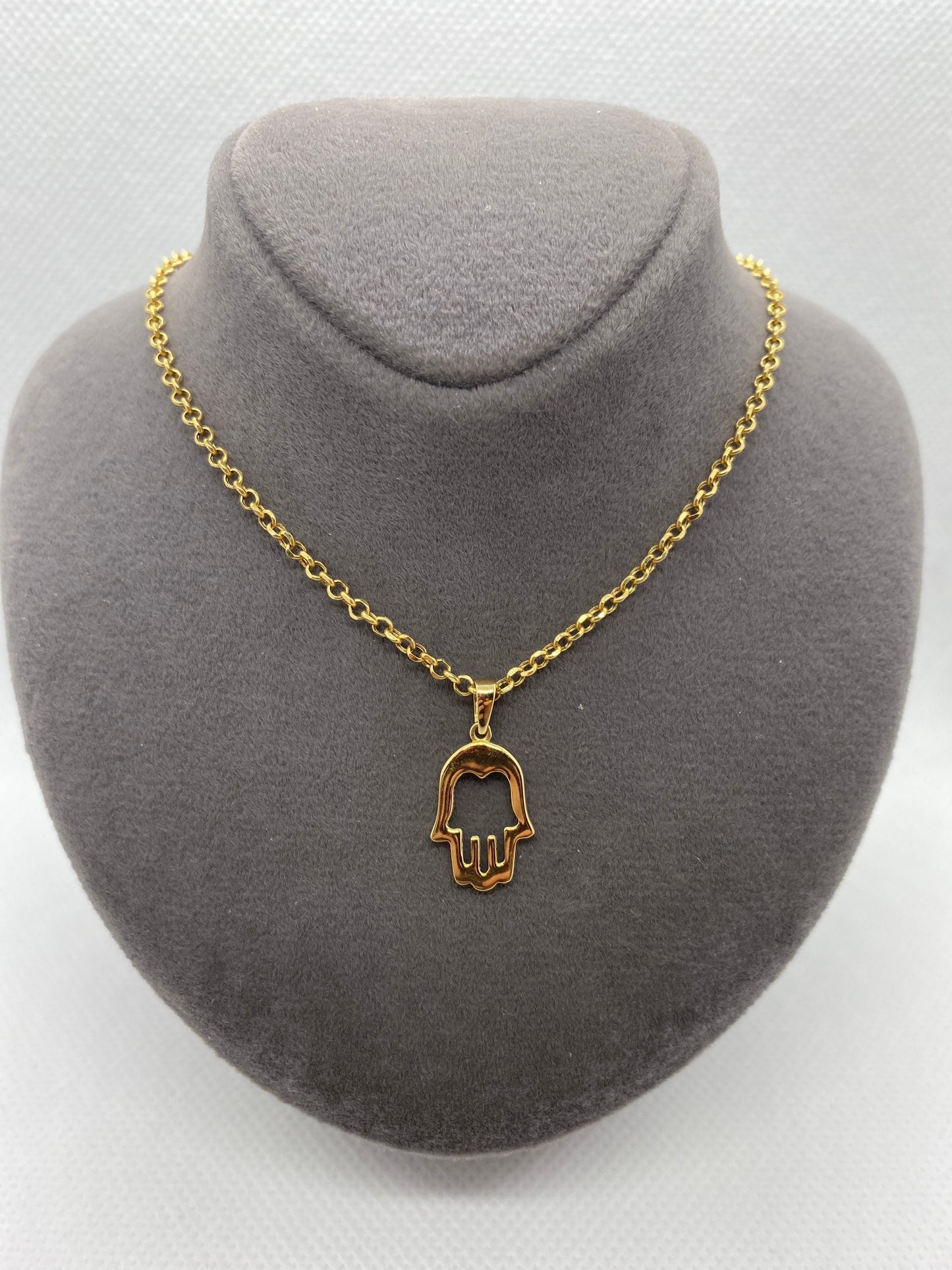 18k solid Gold Fatima hand necklace (Hamsa) 19.5 inches