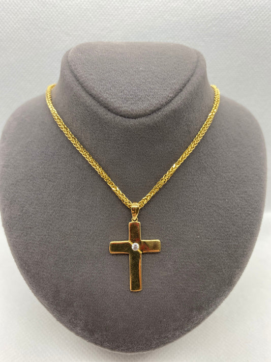 18k solid Gold cross necklace 2mm , different sizes available