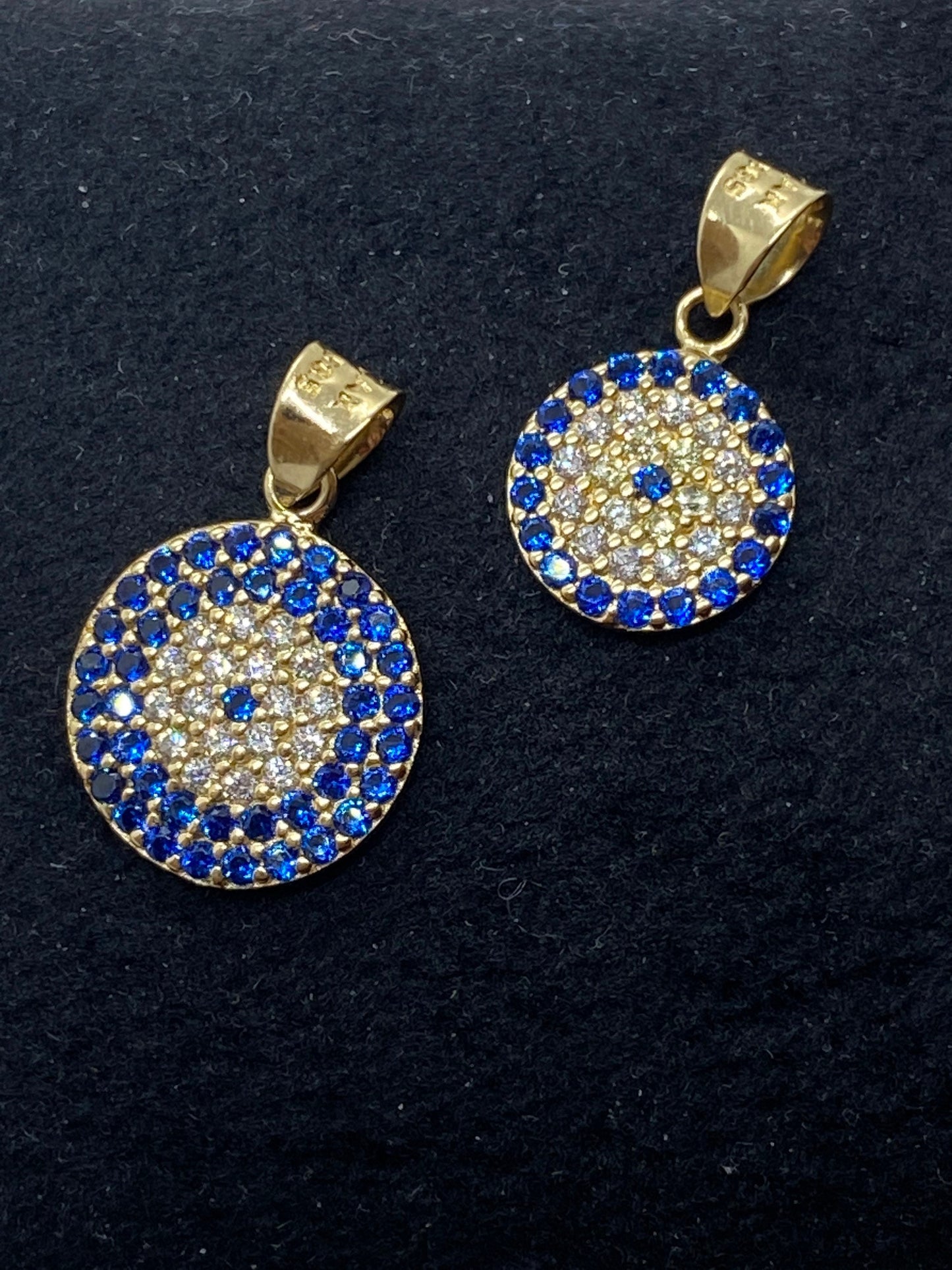 14kGold Evil eye pendant available in two Different sizes