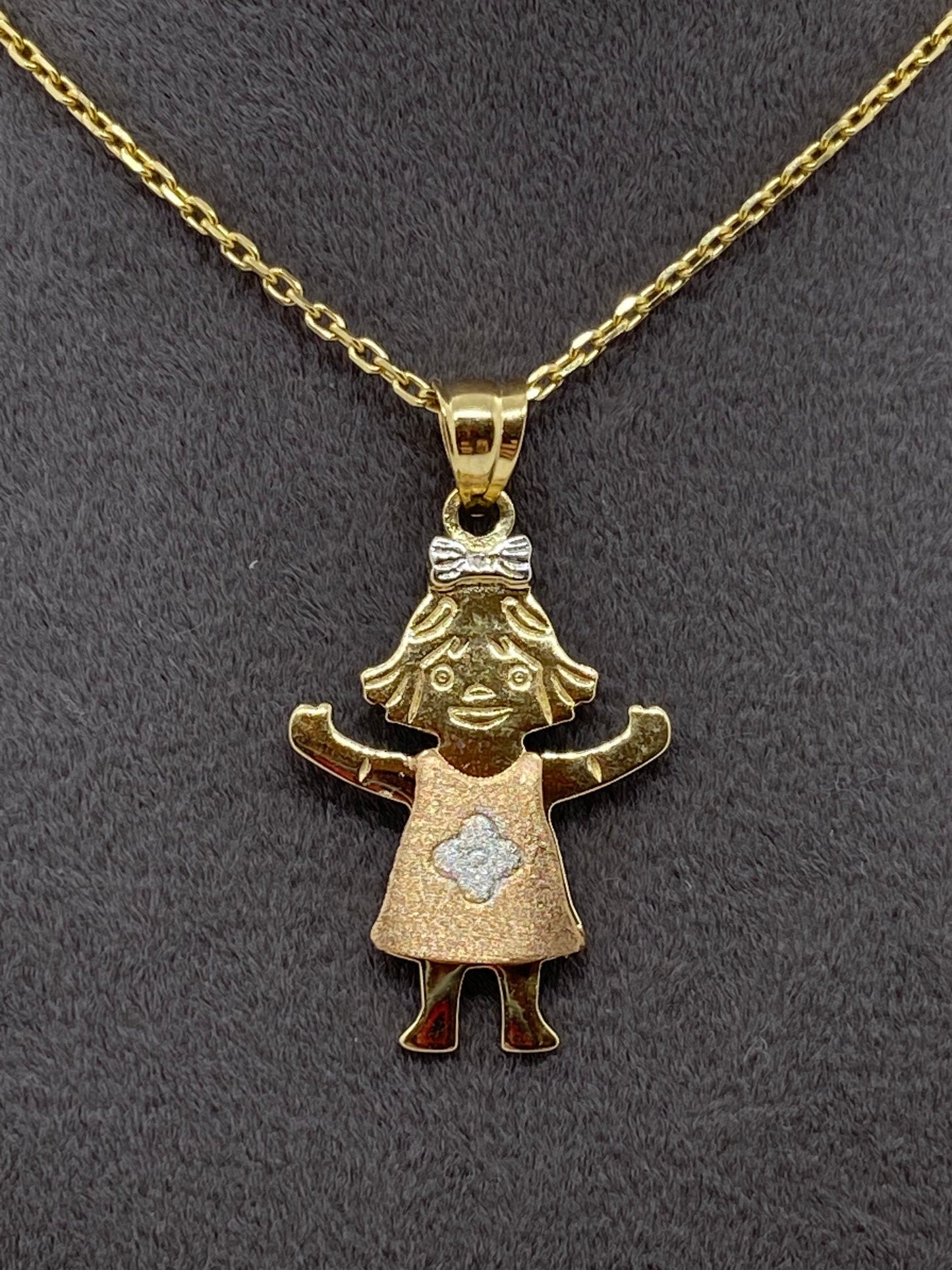 14k solid gold little Girl Necklace 19.5 inches 1mm