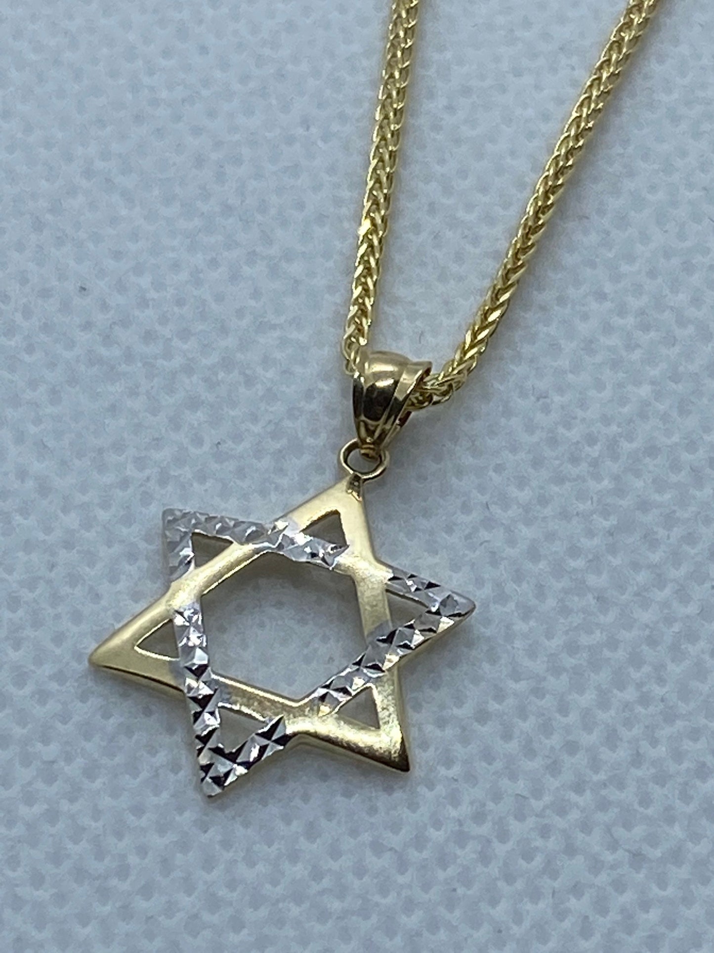 14k solid Gold Magen David Diamond cut 21.5 inches 1.5 mm