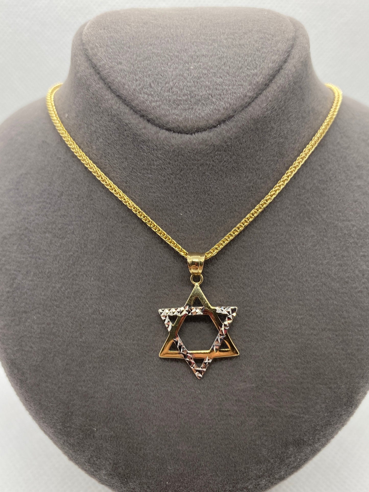 14k solid Gold Magen David Diamond cut 21.5 inches 1.5 mm