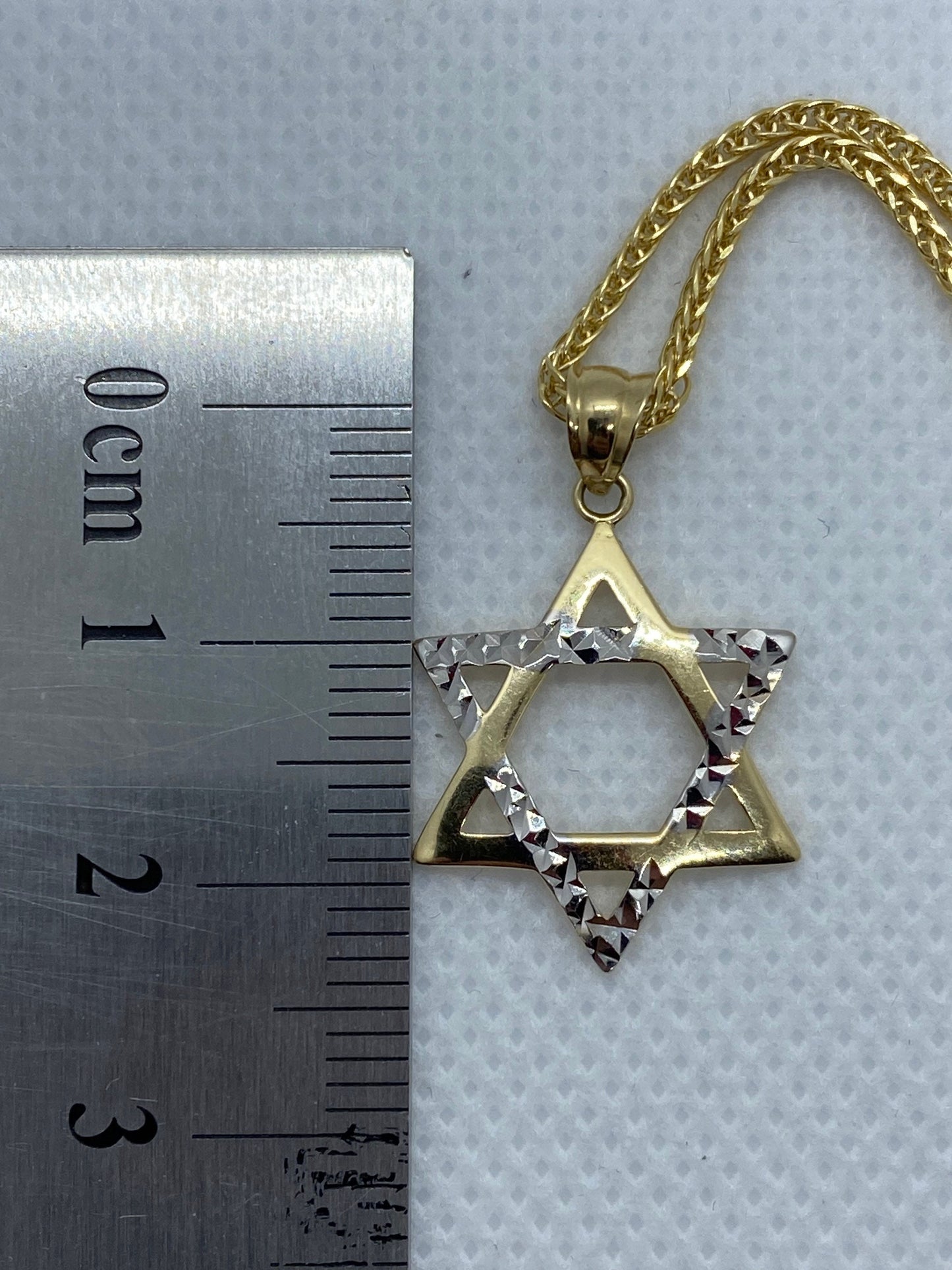 14k solid Gold Magen David Diamond cut 21.5 inches 1.5 mm