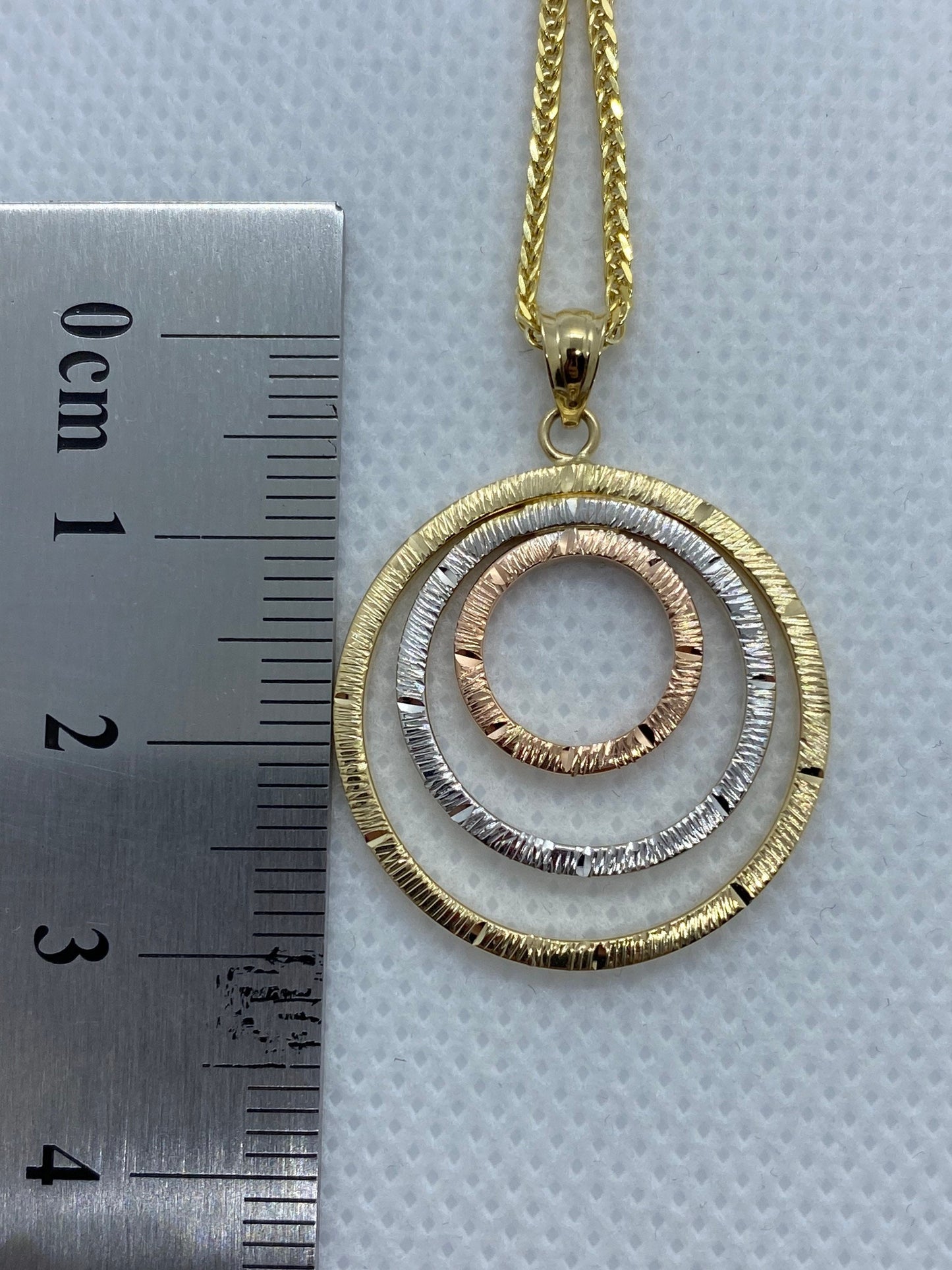 14k Gold Circles of Life  Necklace  Diamond Cut , 14k Multiple color necklace ,Circle of Life , 19.5",1.5mm , For her, Birthday Gift