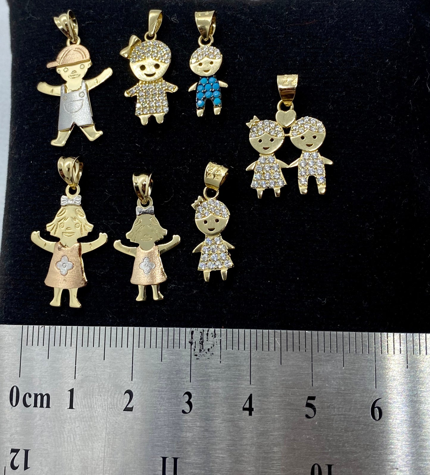 14k solid Gold boy and girl pendants