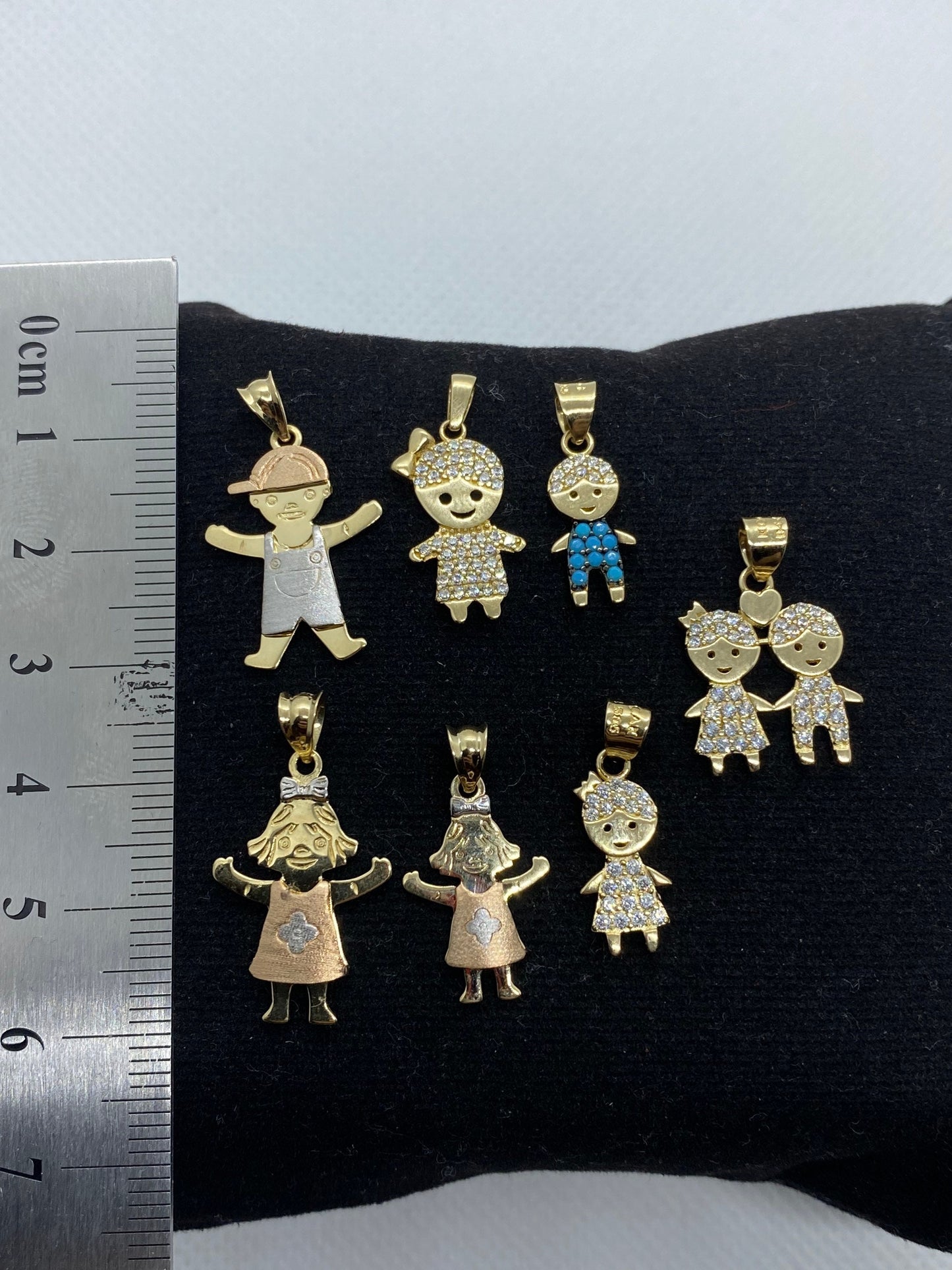 14k solid Gold boy and girl pendants