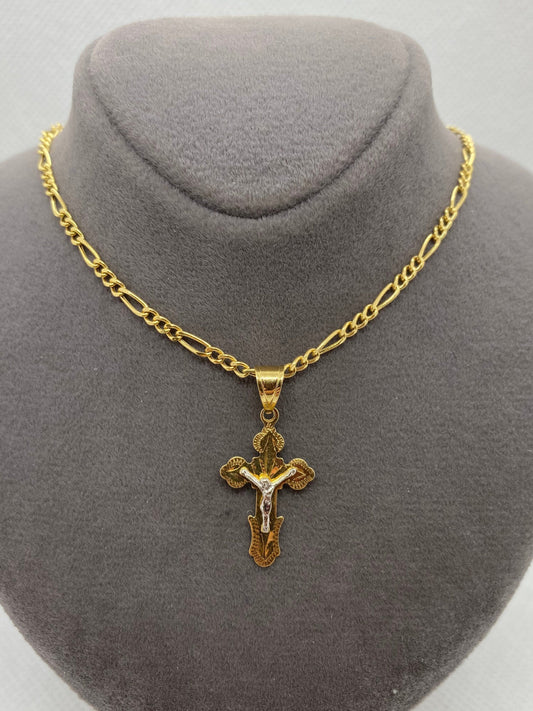 18k solid Gold cross necklace 19.5 inches