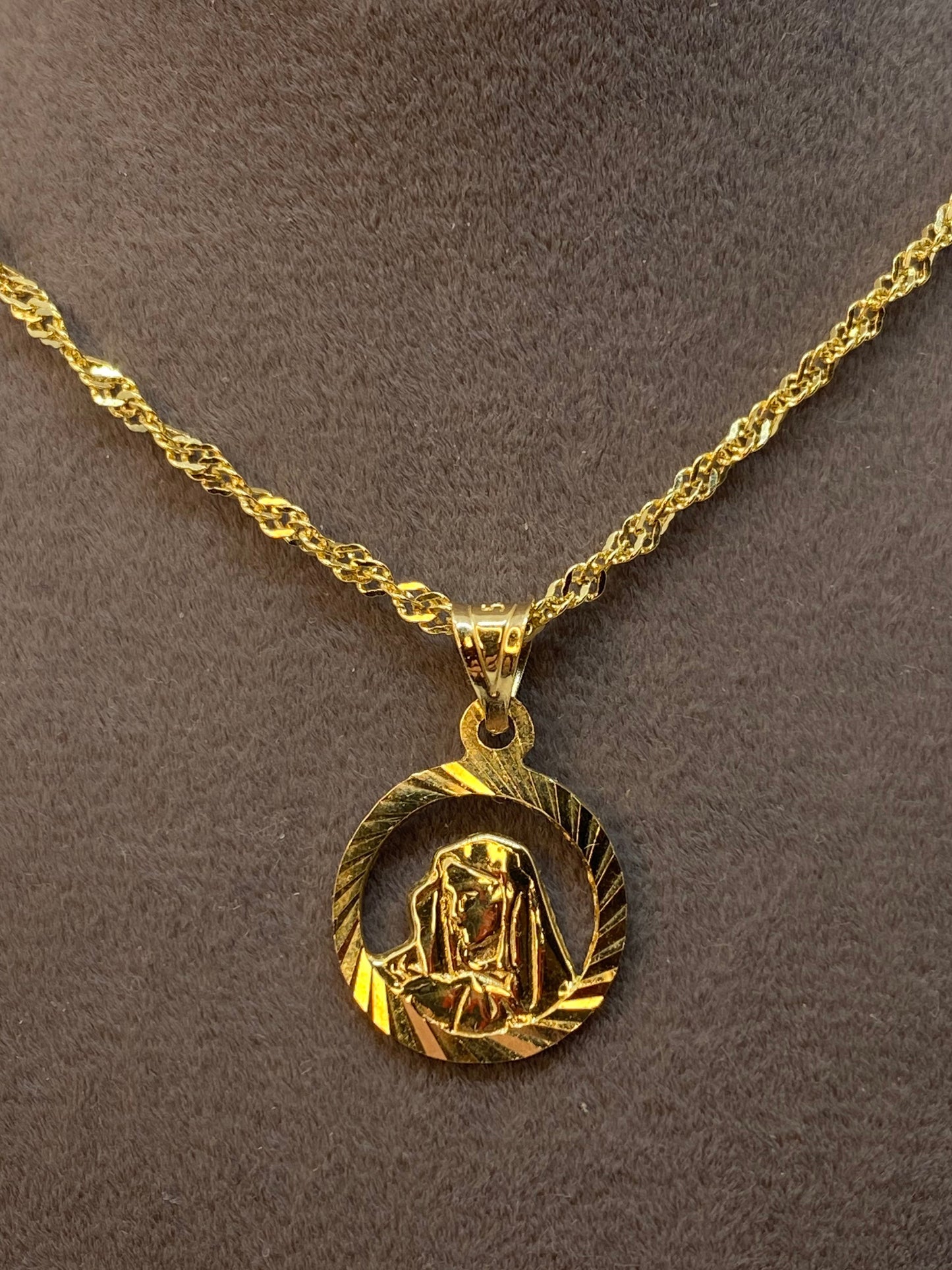 14k Solid Gold Miraculous Necklace,Virgin Mary, Christian Gift,Catholic Religious Jewelry