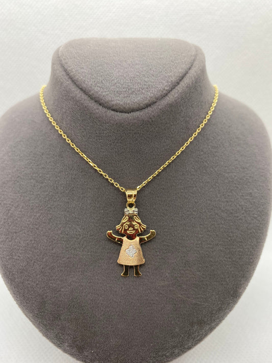 14k solid gold little Girl Necklace 19.5 inches 1mm