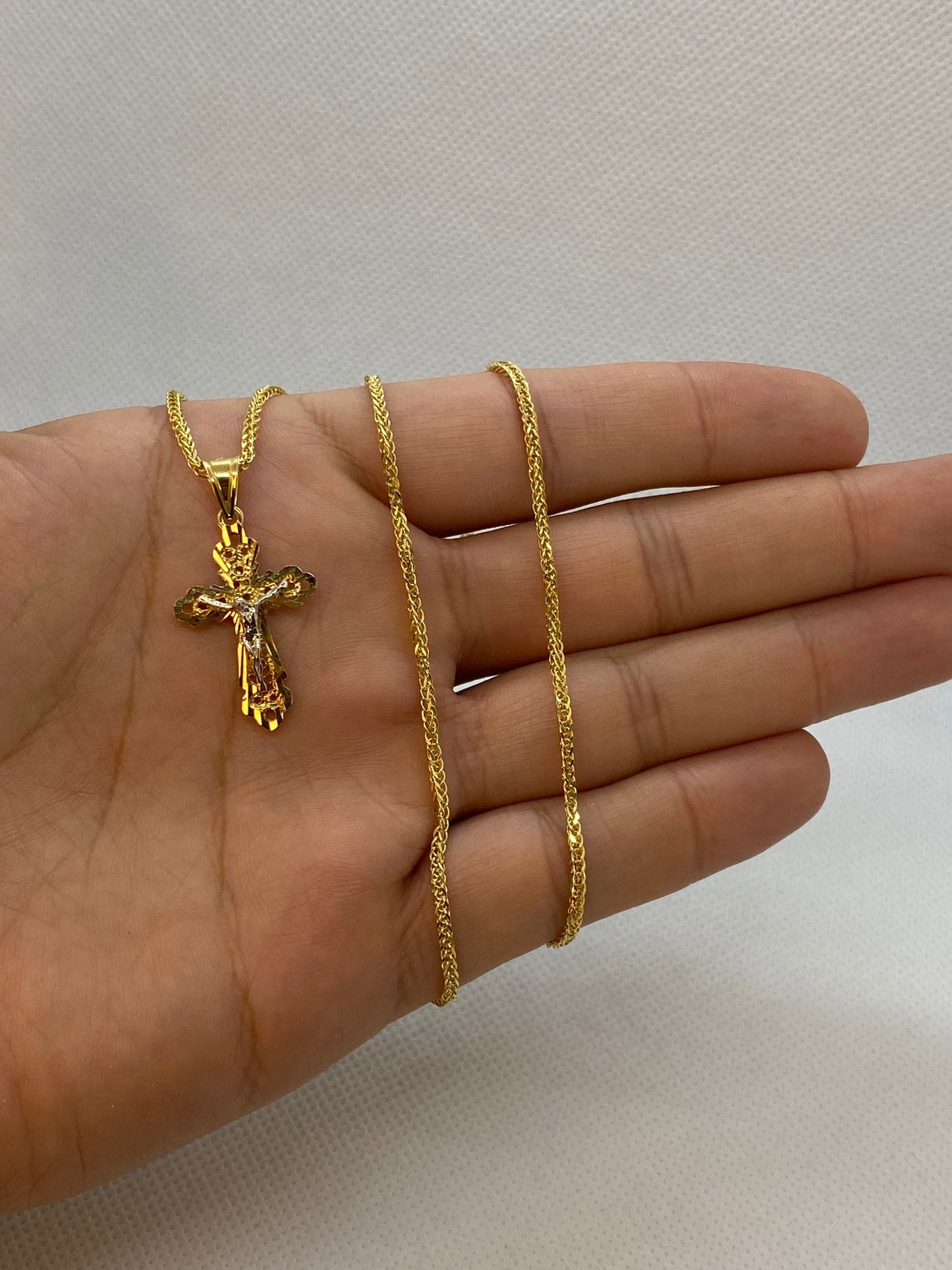 18k solid Gold cross necklace ,2mm ,and different sizes available