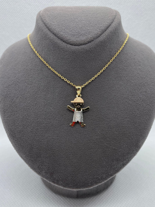 14k solid gold little boy Necklace 19.5 inches 1mm