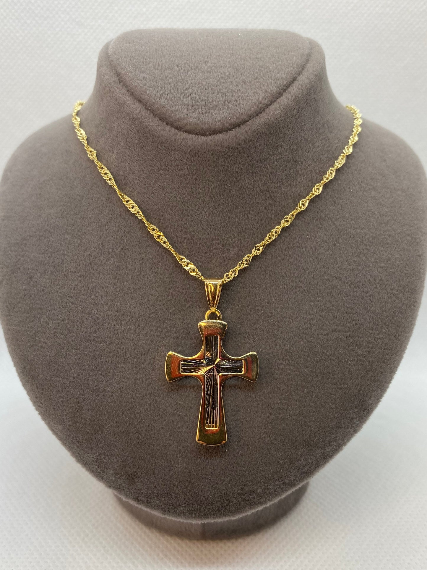 14kGold Cross necklace Diamond cut so shiny and Durable,21.5 inches,2mm