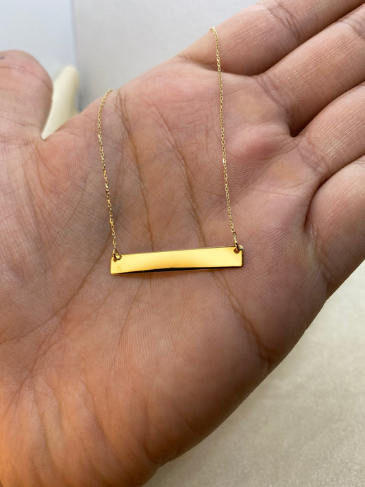 14K Solid Gold Bar Necklace, Gift, Gold Necklace, Custom Bar Necklace, Personalized Bar Necklace