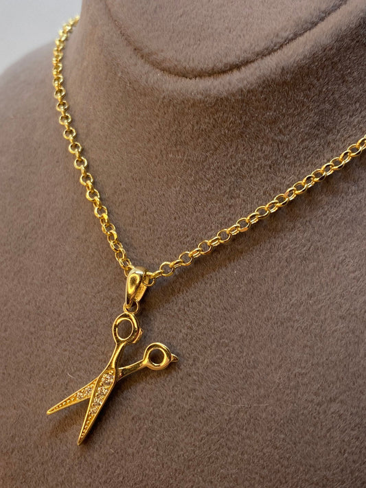 18k solid gold scissor necklace 19.5 inches ,Scissor Necklace - 18k Yellow Gold, Scissor jewelry, Hairstylist, Fashion Designer