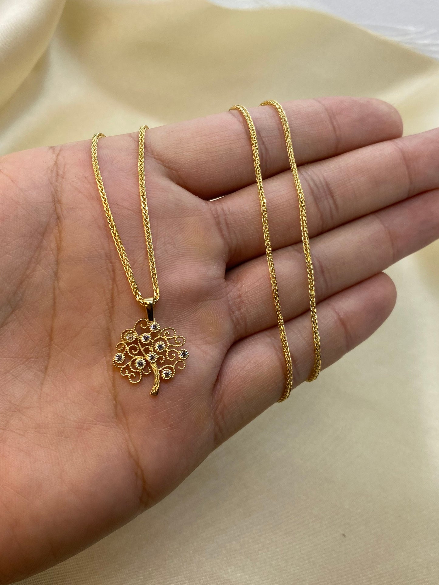 14k solid Gold Tree of life necklace  ,14k solid gold tree of life necklace 19.5 inches ,1.5 mm , gift