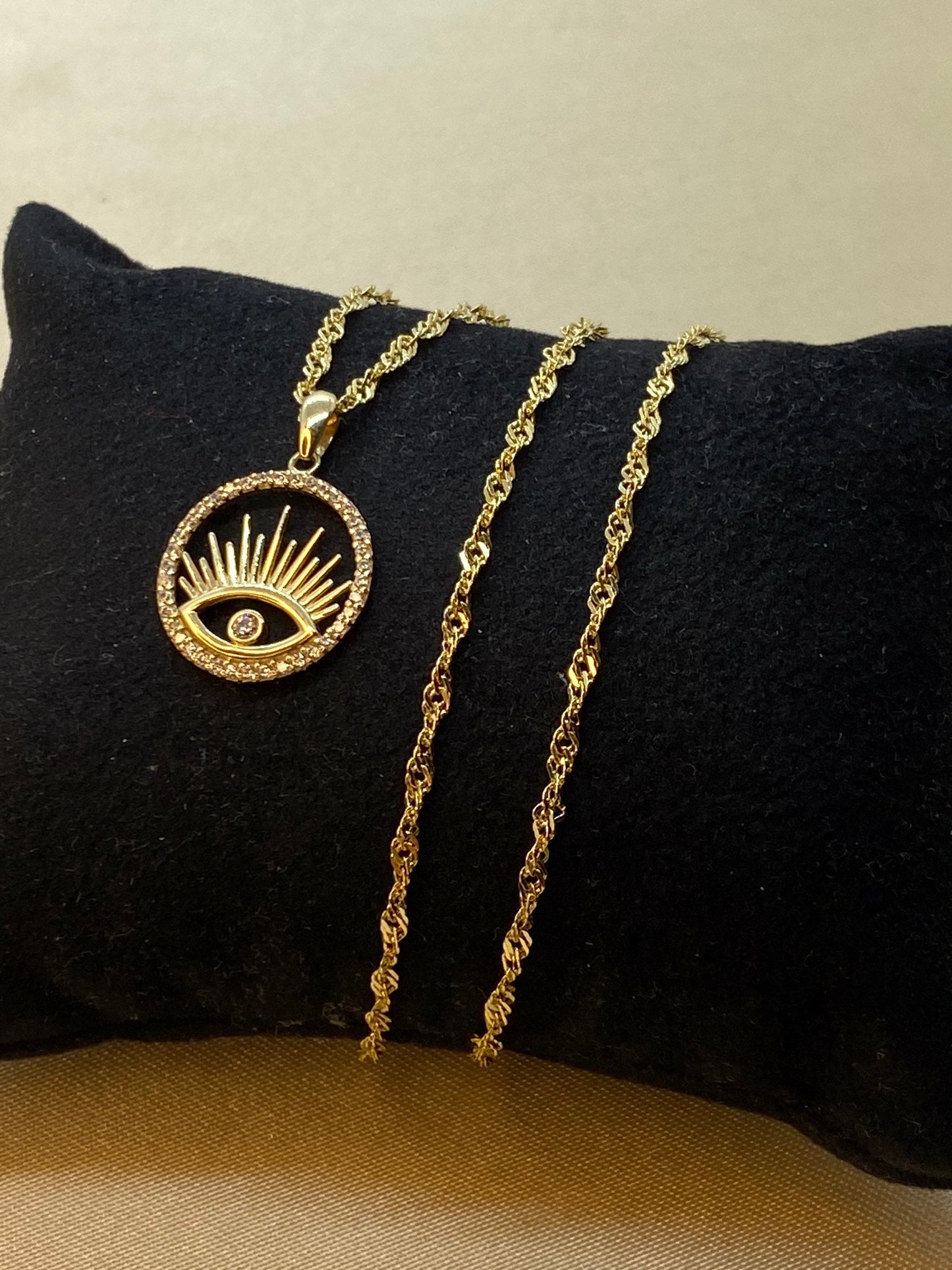 14K Gold Sun Shaped Evil Eye Necklace, Gift for Her , Good Luck, Kabbalah, Protection Charm, Real Gold