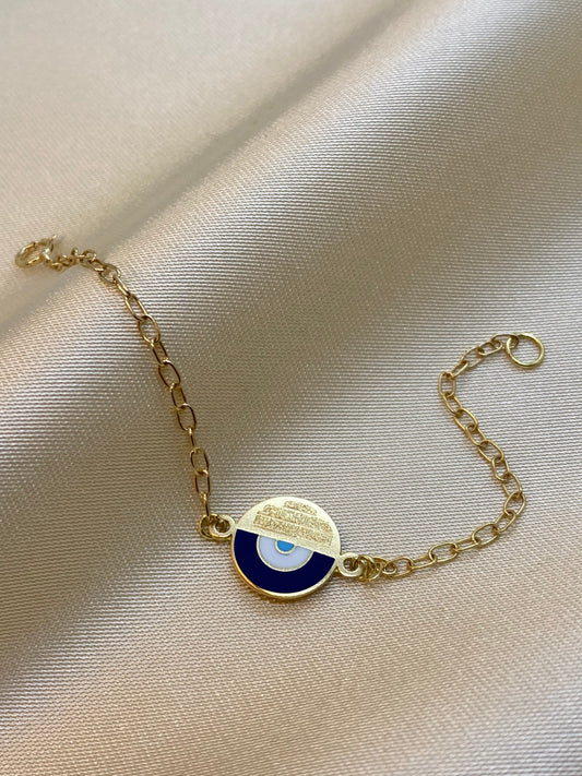 18k Gold Evil eye bracelet 5.1 ", kids Jewelry, baby Gift bracelet ,kids bracelet , 18k baby bracelet , Nazar cheshm