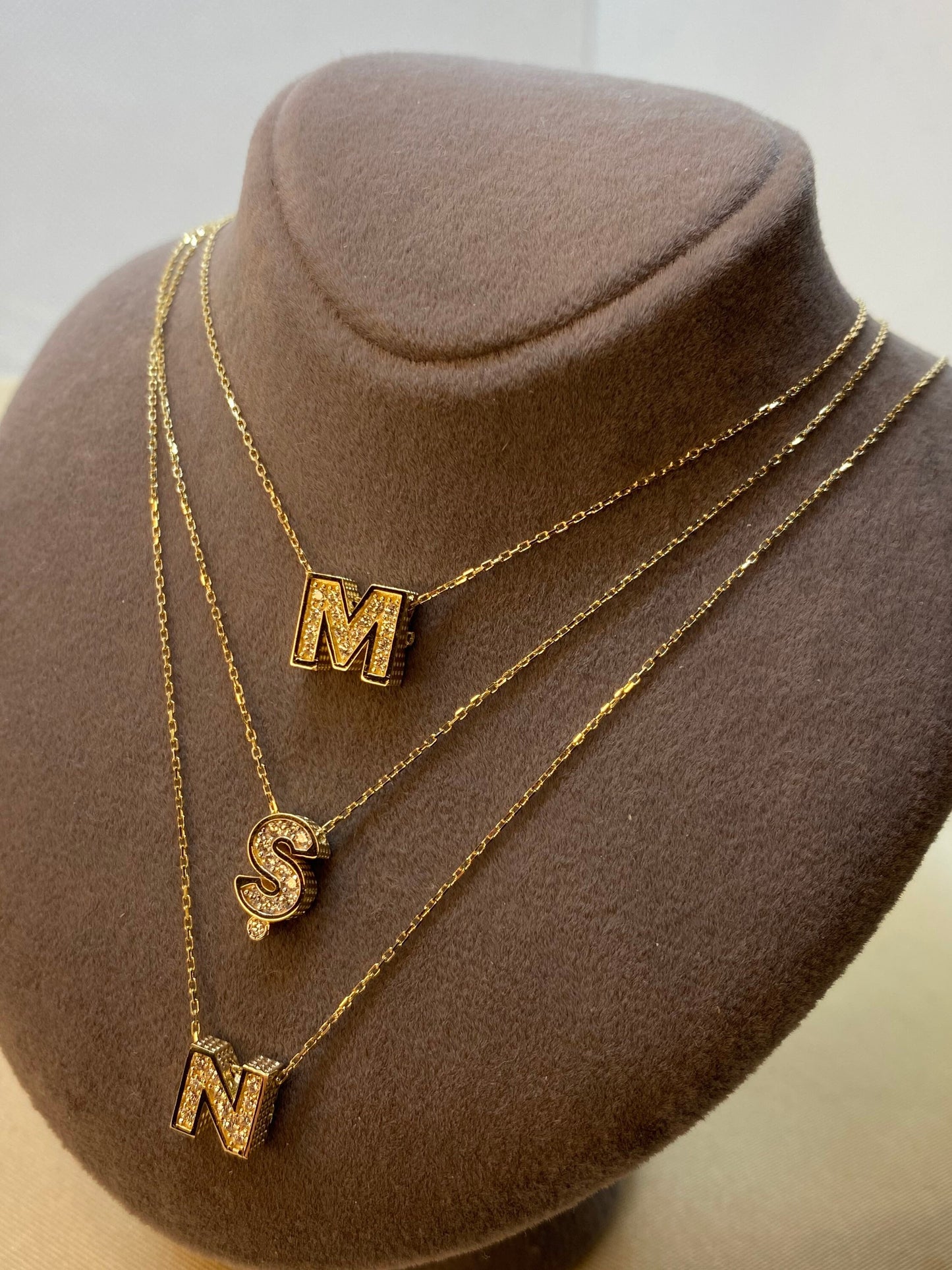 14K Solid Gold initial Necklace - Personalized Letter Necklace - Custom Name Necklace - Personalized Gift for Her -gift