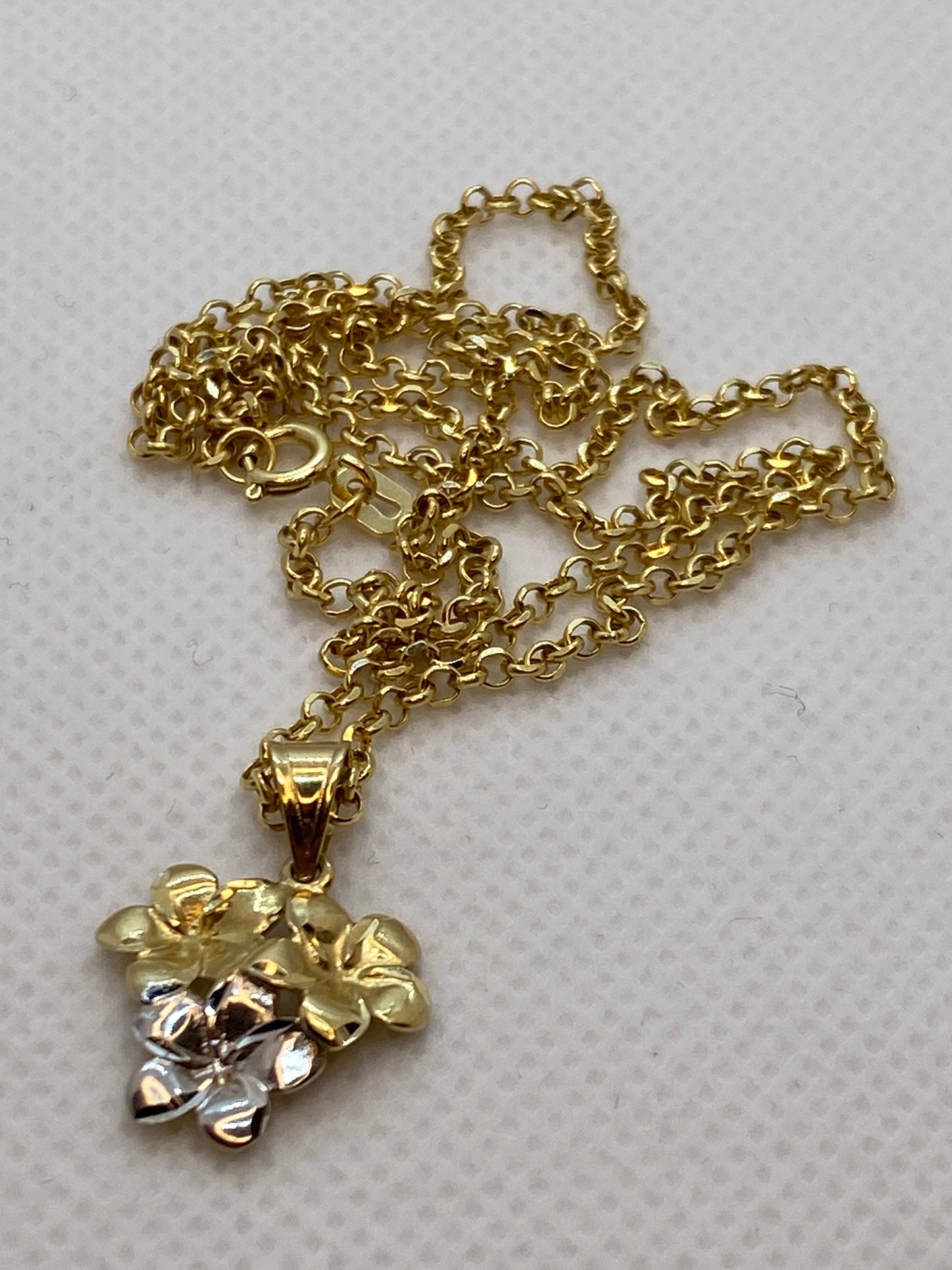 14k solid Gold Flower Necklace, 19.5 inches,1.5mm , flower necklace , Gift Necklace