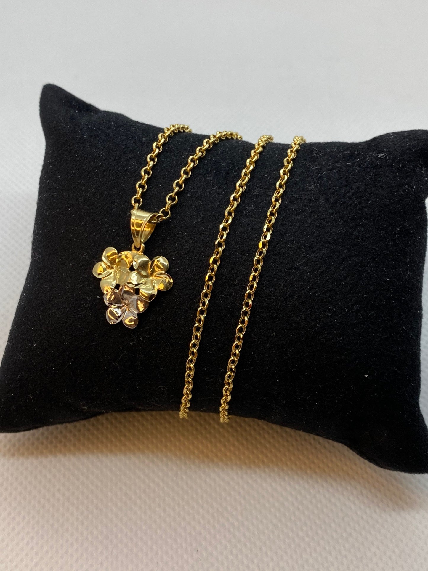 14k solid Gold Flower Necklace, 19.5 inches,1.5mm , flower necklace , Gift Necklace