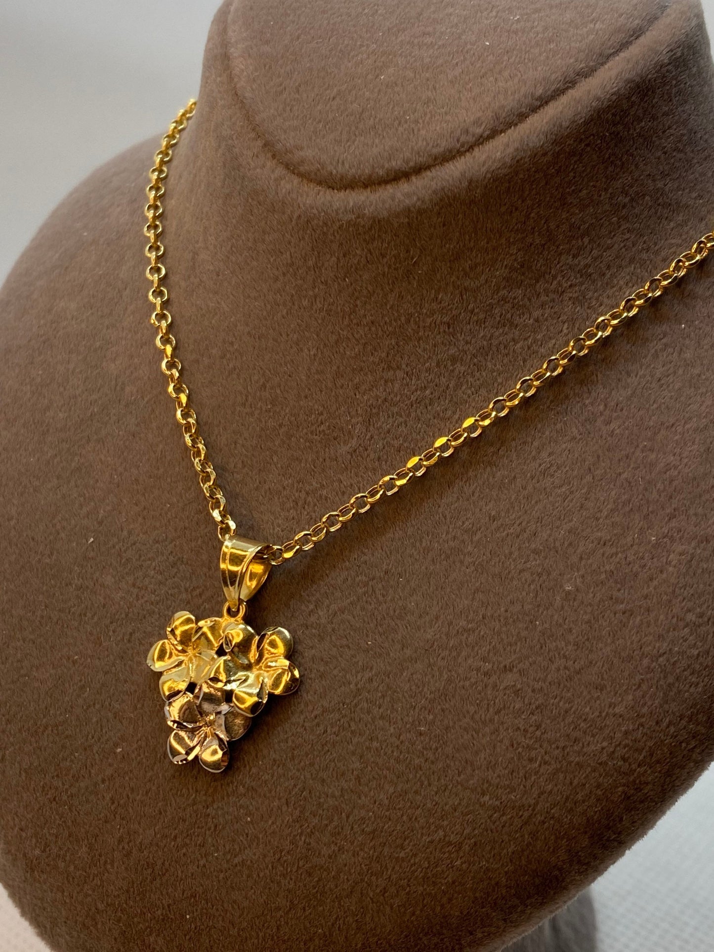 14k solid Gold Flower Necklace, 19.5 inches,1.5mm , flower necklace , Gift Necklace