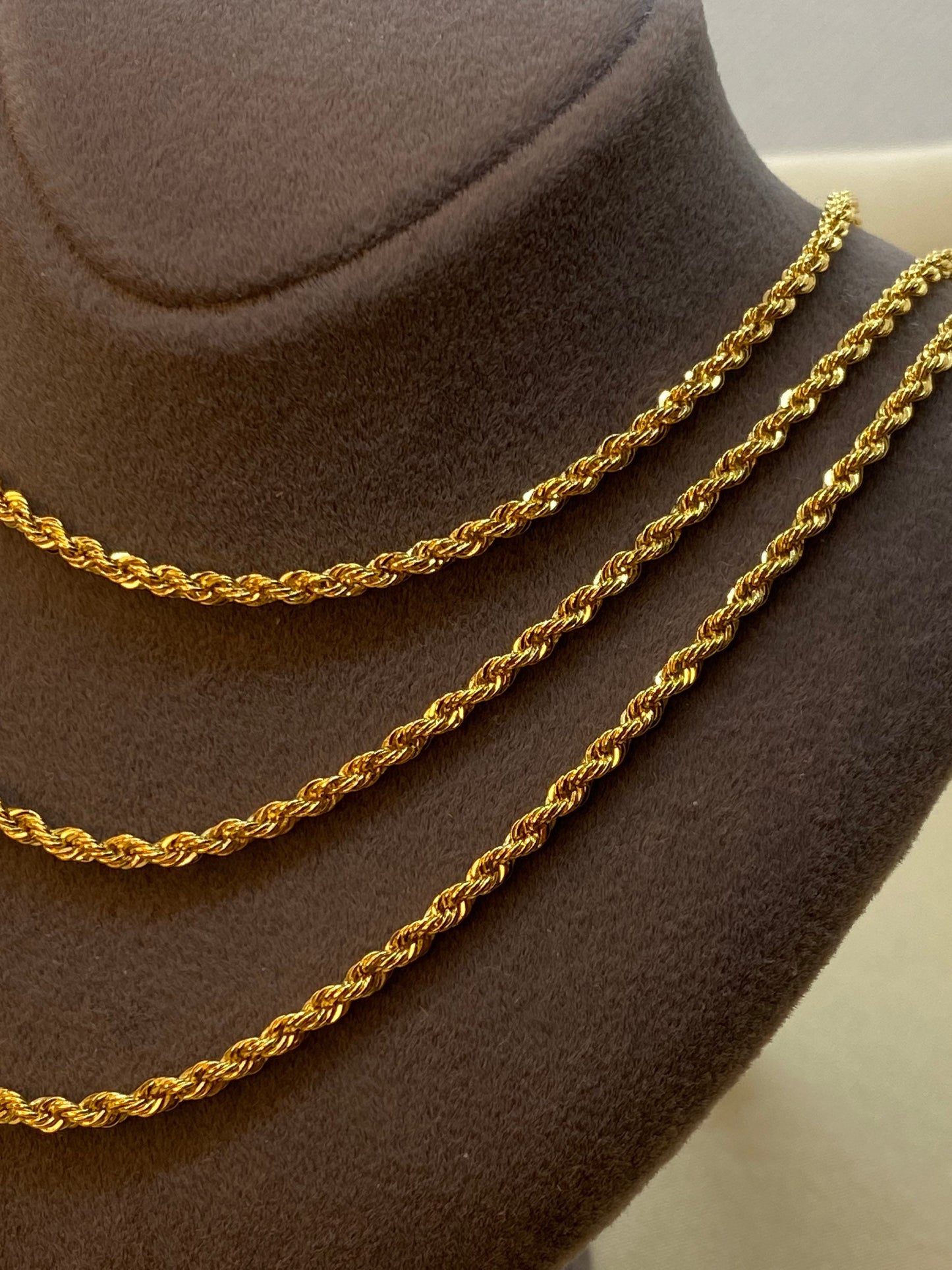 14k solid Gold Rope Necklace 2mm,Rope chain , rope necklace ,diamond cut rope chain, Gold chain ,For Her , Birthday Gift , Christmas Gift .