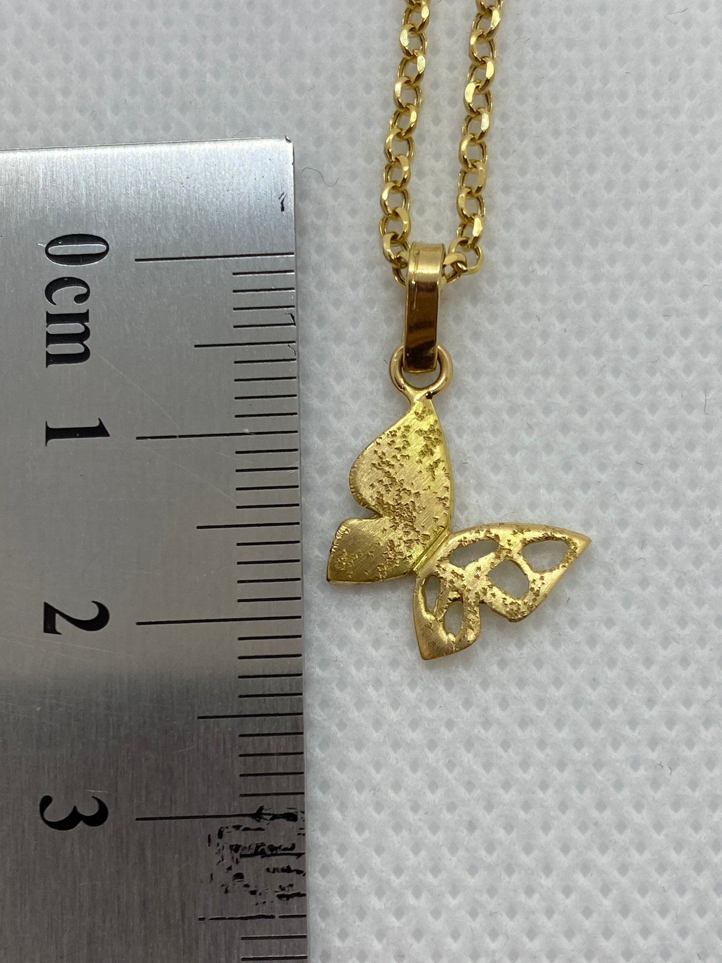 18k solid Gold Butterfly Necklace - Solid Gold Diamond cut Butterfly Necklace - Birthday Gift - Gift For Her - Anniversary Gift