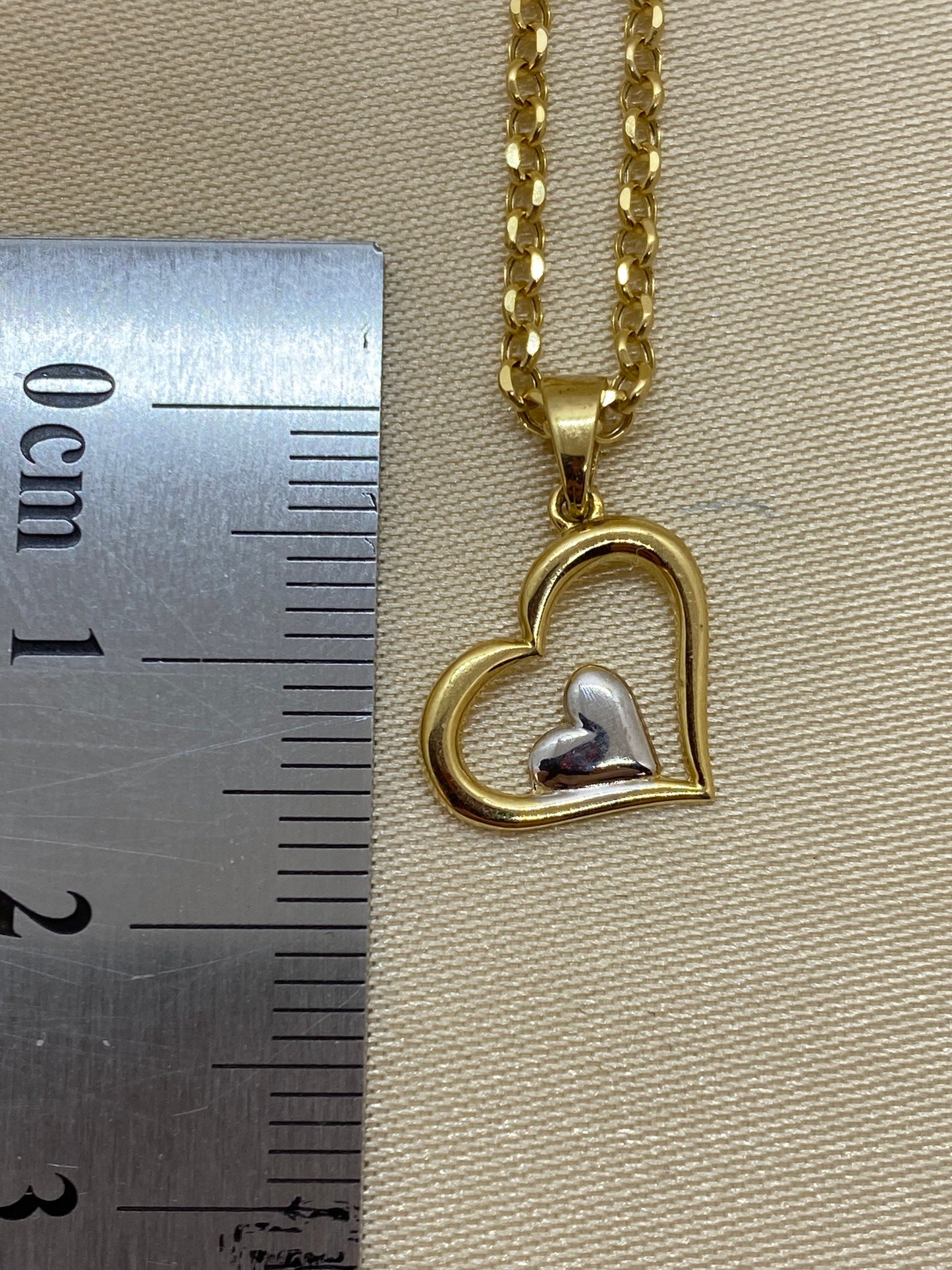 18k Gold Heart Necklace with Rolo chain19.5", Heart Necklace , Gift necklace , Valentine GIFT, Real Gold Heart Necklace