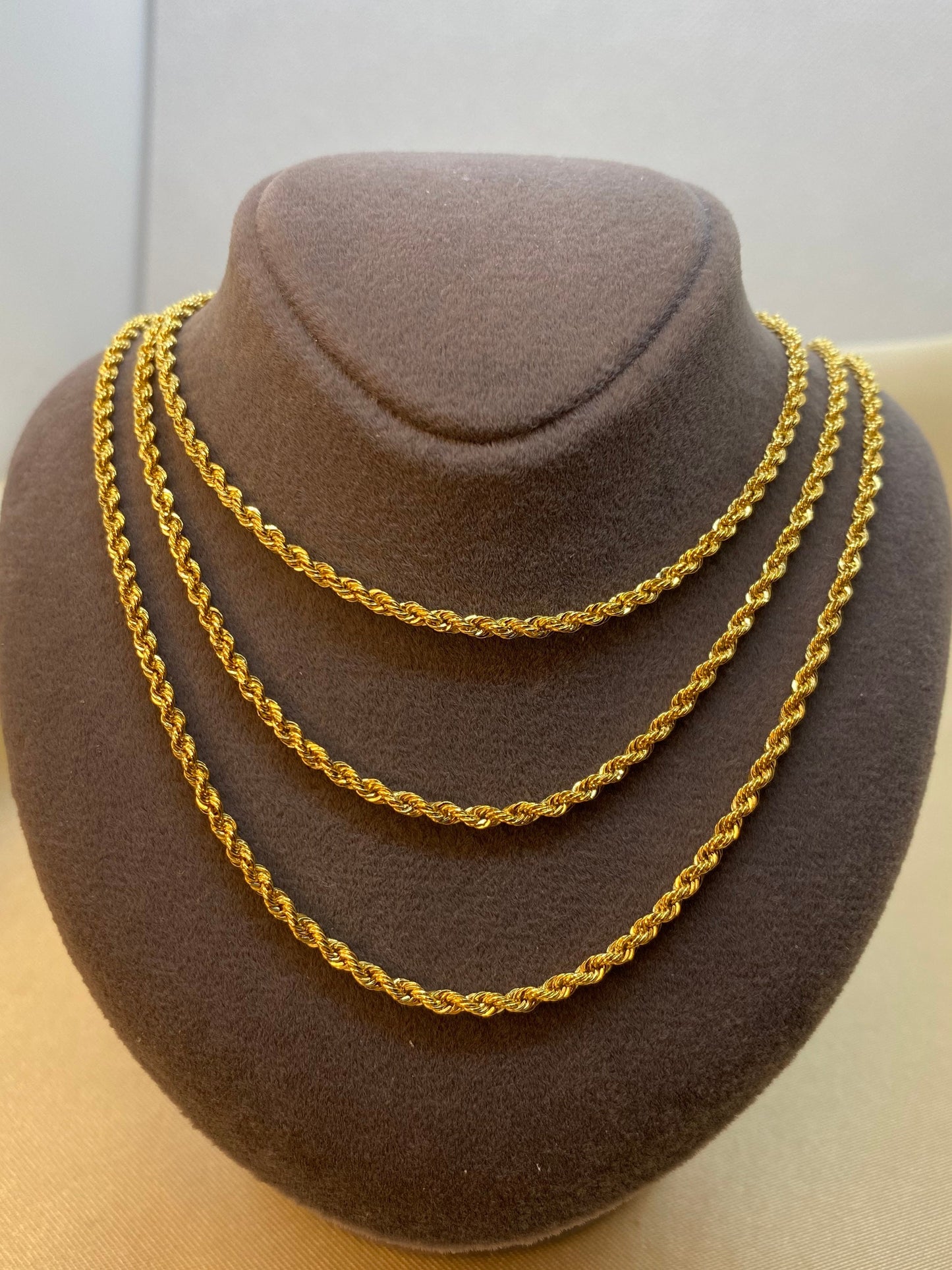 14k solid Gold Rope Necklace 2mm,Rope chain , rope necklace ,diamond cut rope chain, Gold chain ,For Her , Birthday Gift , Christmas Gift .