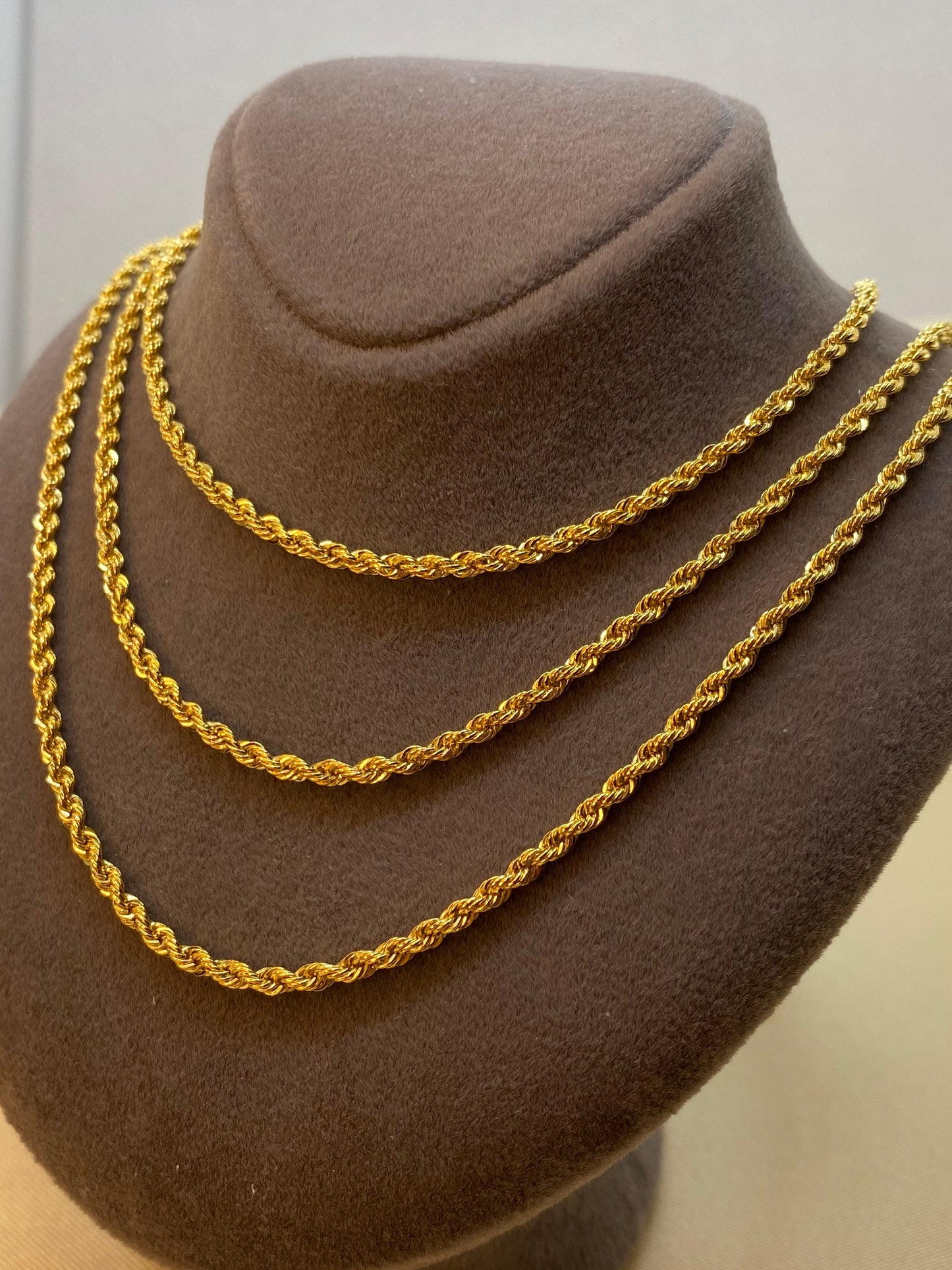 14k solid Gold Rope Necklace 2mm,Rope chain , rope necklace ,diamond cut rope chain, Gold chain ,For Her , Birthday Gift , Christmas Gift .