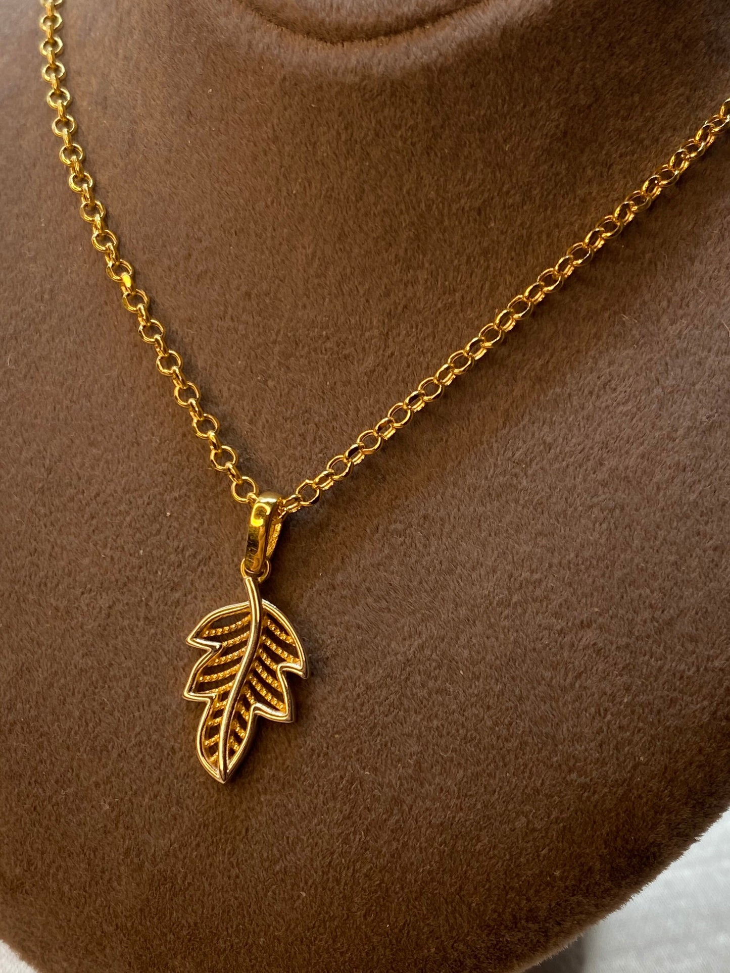 18k Gold leaf necklace 17.5 inches ,2mm, Maple Leaf , Leaf Necklace ,Gold Leaf Necklace ,For her ,Birthday Gift