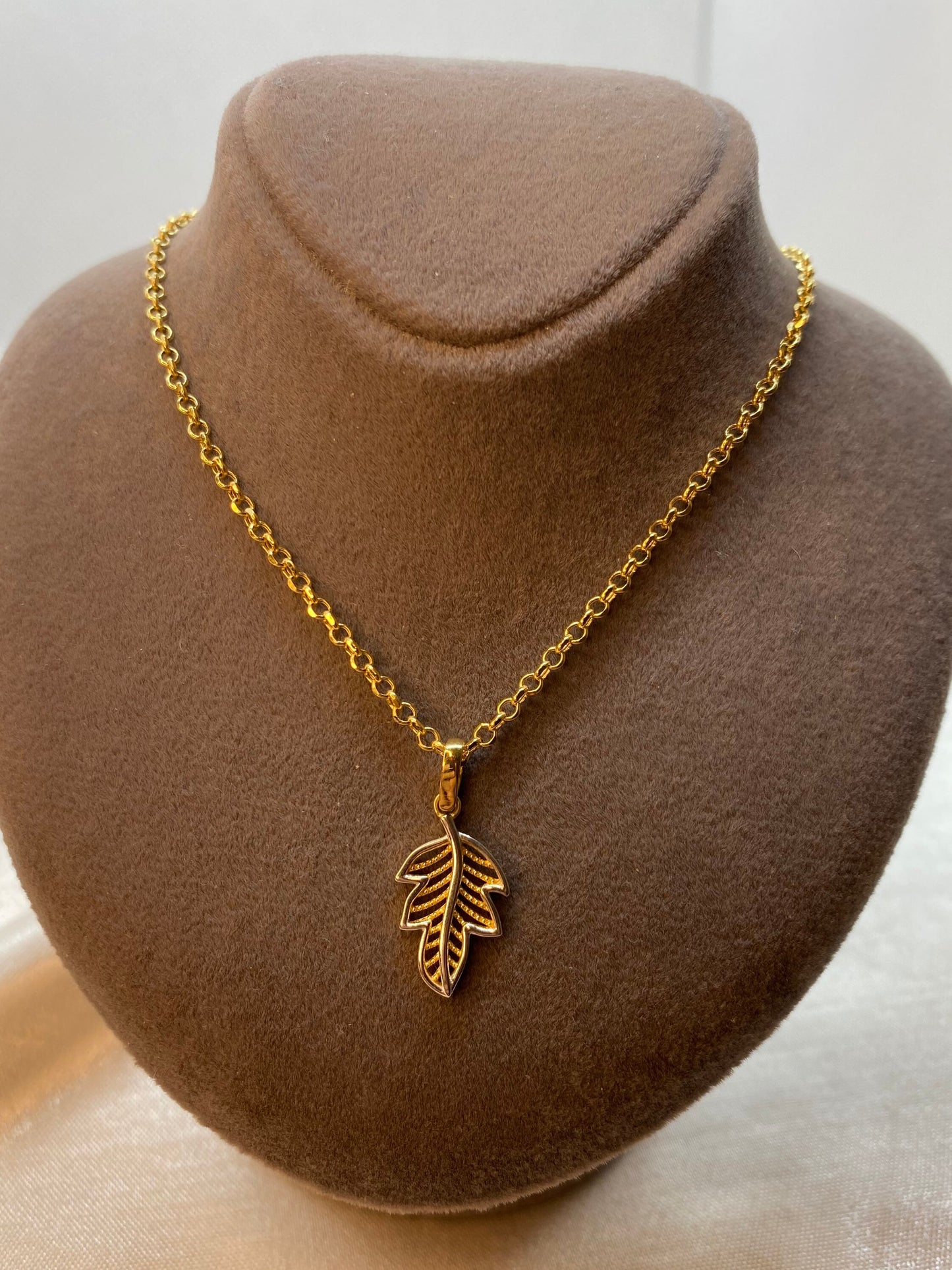 18k Gold leaf necklace 17.5 inches ,2mm, Maple Leaf , Leaf Necklace ,Gold Leaf Necklace ,For her ,Birthday Gift