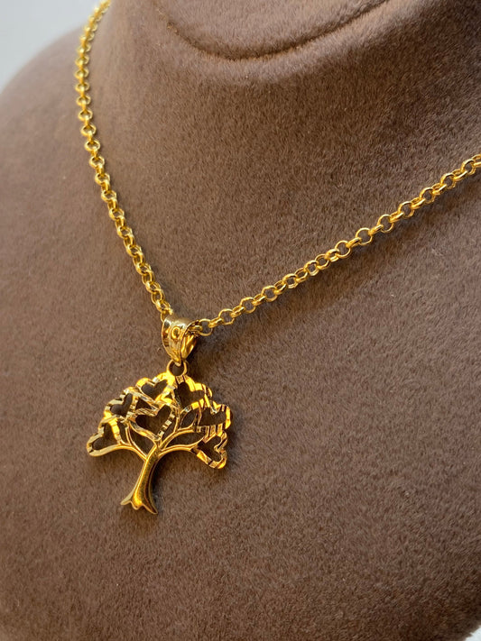 14k Gold Tree of life necklace Diamond Cut ,14k solid gold tree of life necklace 19.5 inches ,1.5 mm , gift For Her