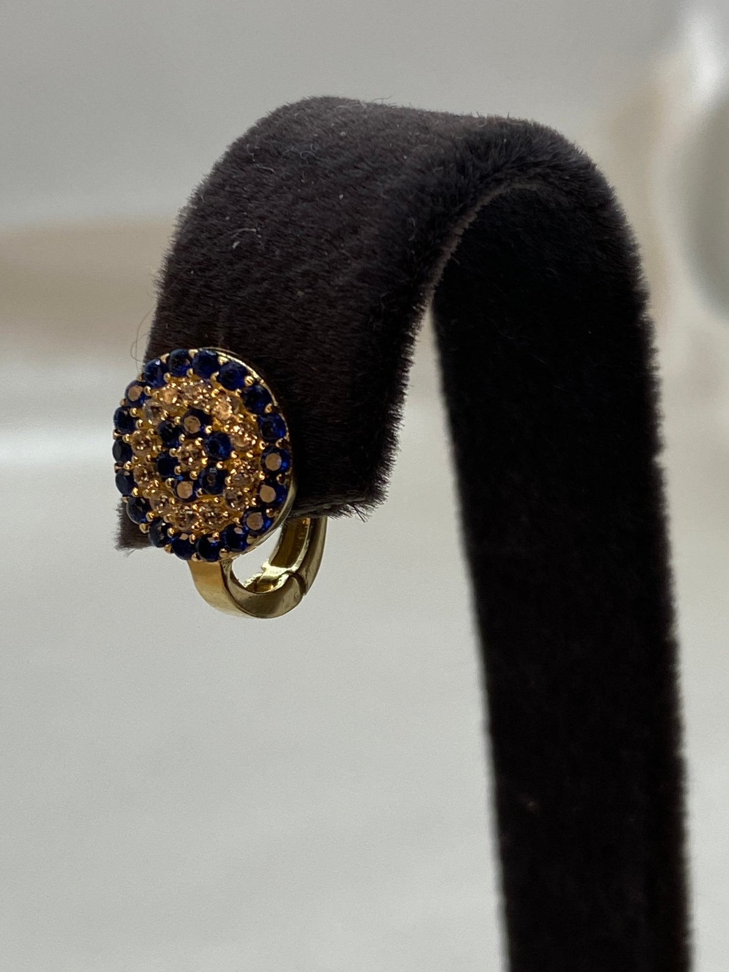 14k Gold Clip-on Evil Eye Earring with Cubic Zirconia ,real gold earrings - Christmas Gifts - Gifts for Her - Birthday Gift