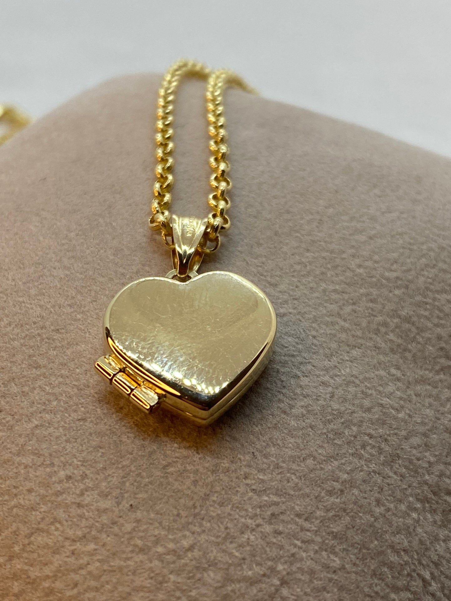 14k solid gold Heart locket necklace with 19.5” Rolo chain ,2 mm Gold locket pendant ,birthday gift ,For Her