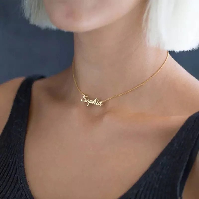 18k,14k Solid Gold Name Necklace-Customized Jewelry-Gift For Her-Initial Necklace-Gold Necklace-Personalized Necklace-Anniversary Gift