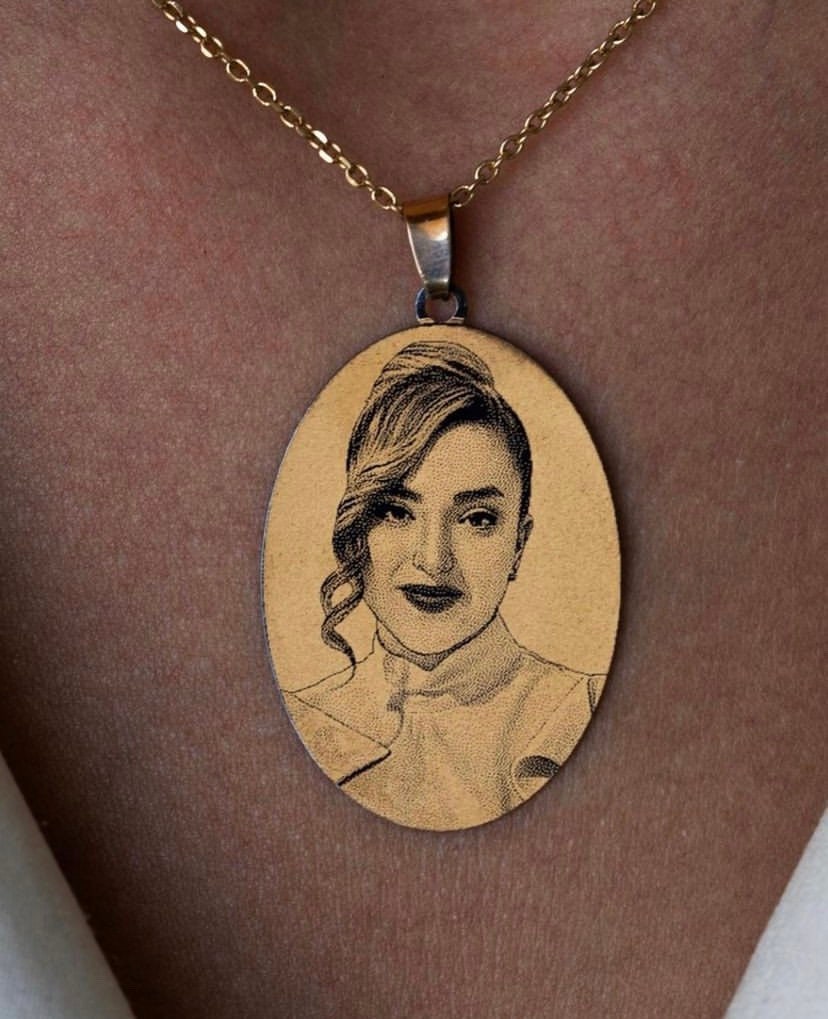 14K ,18k  Yellow Gold - Custom Photo Pendant, Memory Pendant  - Personalized And Engraved Custom Pendant ,Photo jewelry,pendant only