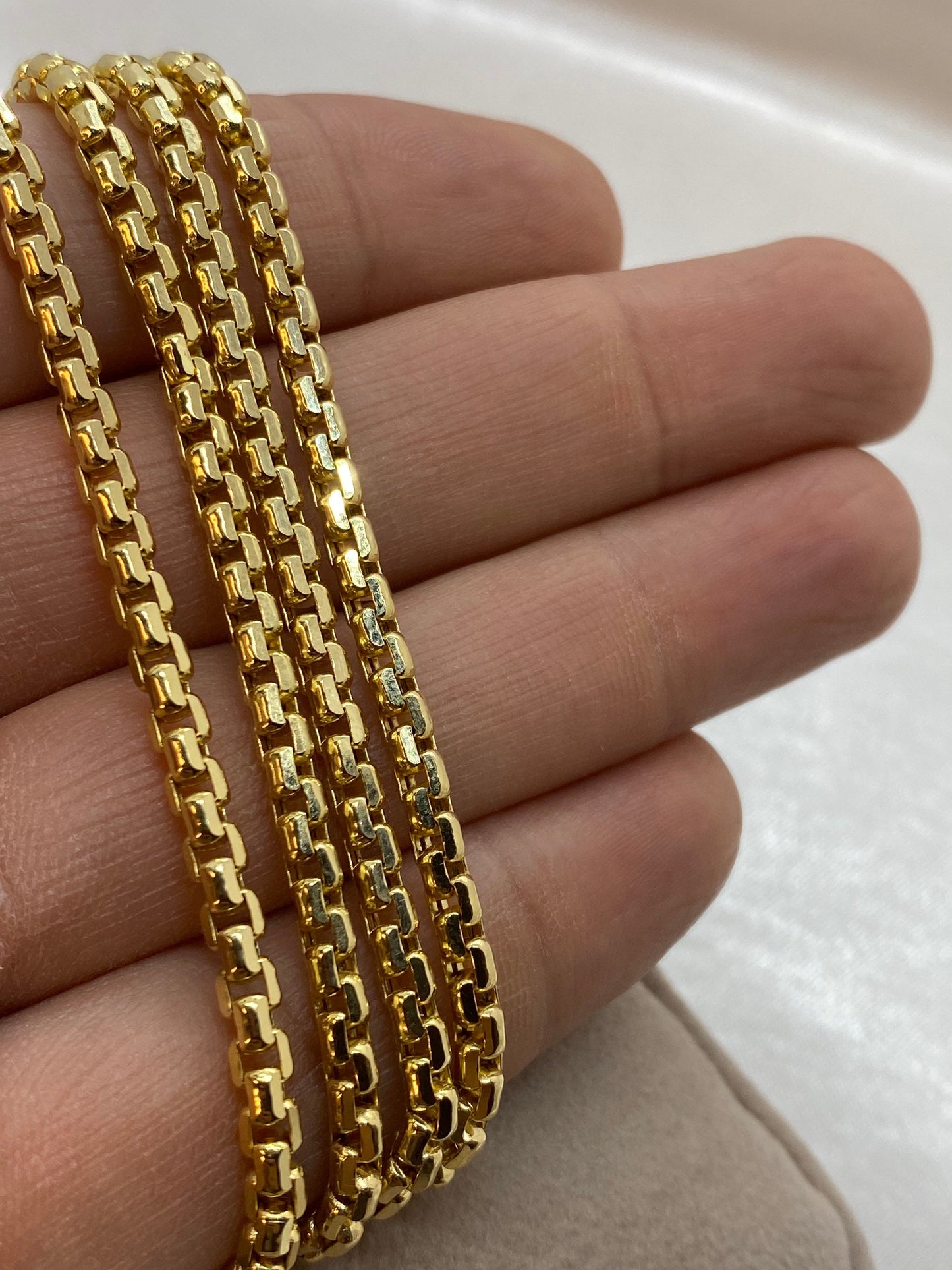 14K Solid Gold Box Chain Necklace 23.5",25.5",27.5" inches, 3.5mm Thickness, Real Gold Box Chain, Box Chain, For Her, For Him, Birthday Gift.